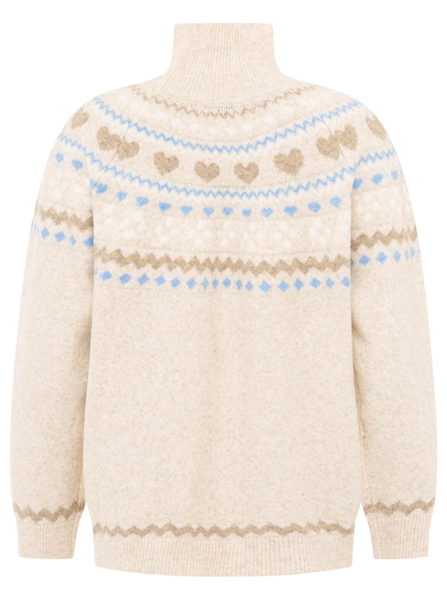 Zwillingsherz Stehkragenpullover »"Norweger"« Norweger-Muster, hoher Kragen, oversize, komfortables Strick