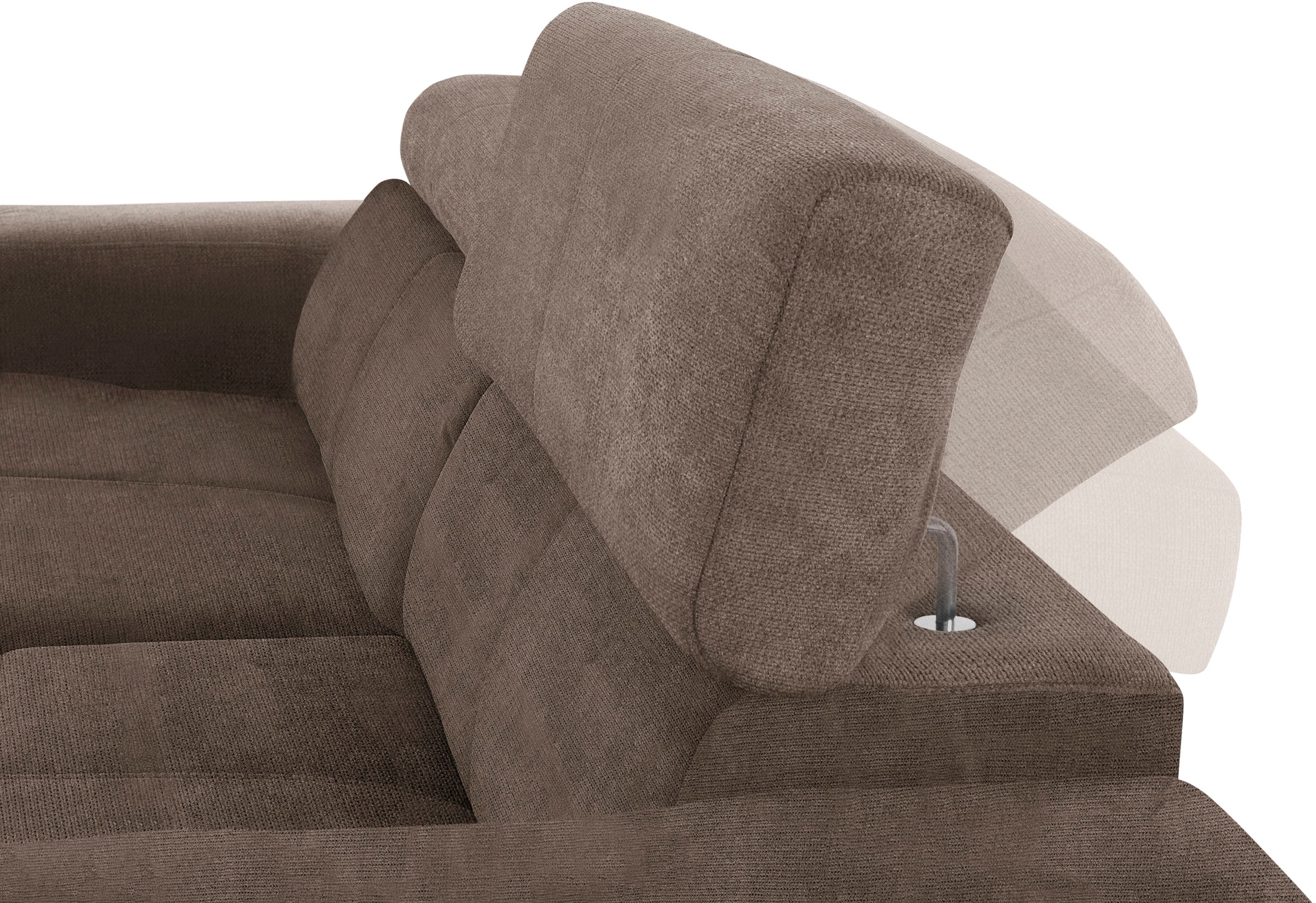 DOMO collection Ecksofa »Brandon Sitzbelastung 140 kg, kleine Ausführung B/T/H: 214/100/80 cm«, Mit Kopfteilverstellung, auch in Leder und Cord, L-Form