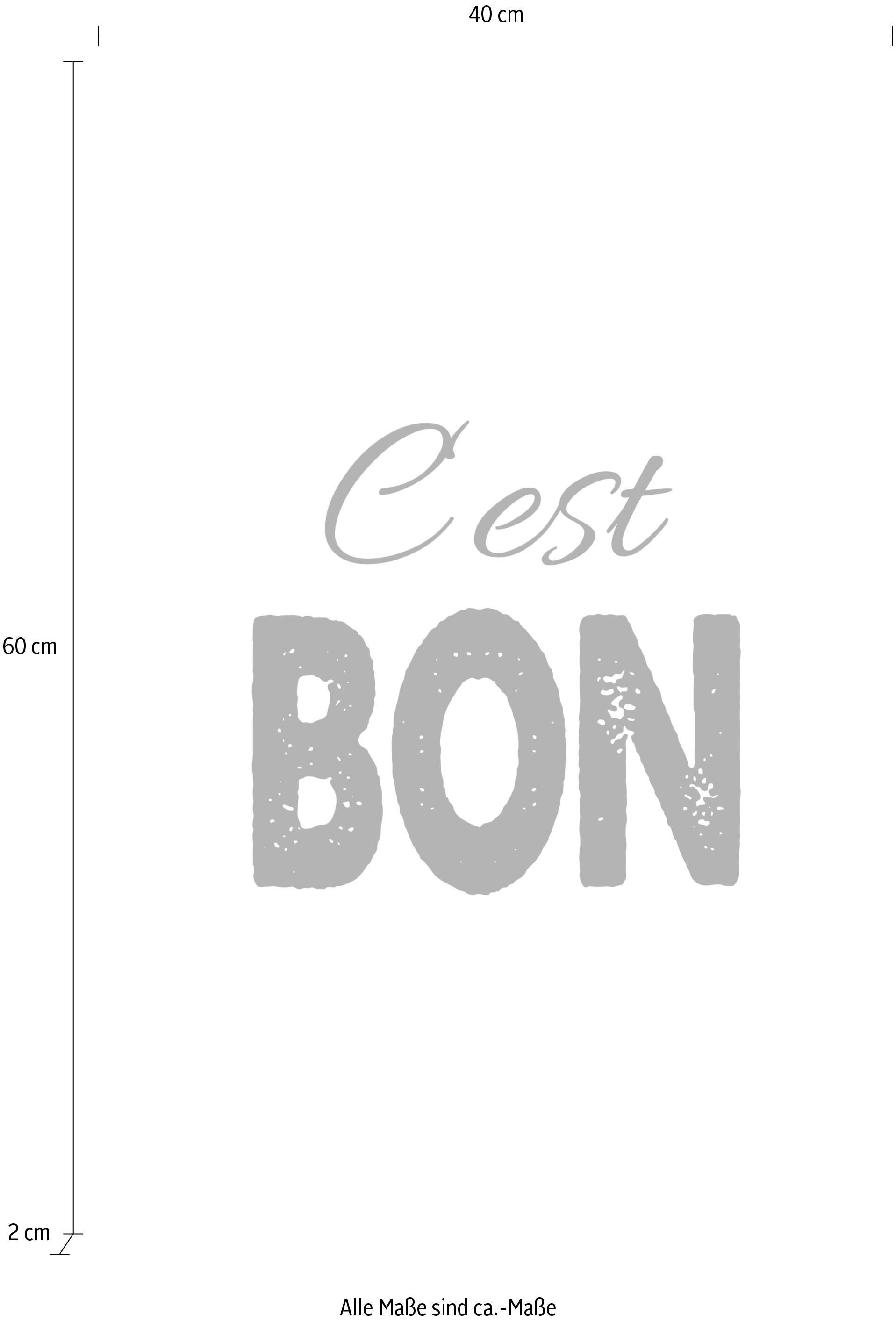 queence Leinwandbild »Spruch C'est Bon«, Kunst-Modern-Spa-Spa Bilder-Sprüche-Sprüche & Texte-Schriftzug-Schriftzüge-Schwarz-Weiß, Premium-Leinwandstoff, Handarbeit aus Deutschland