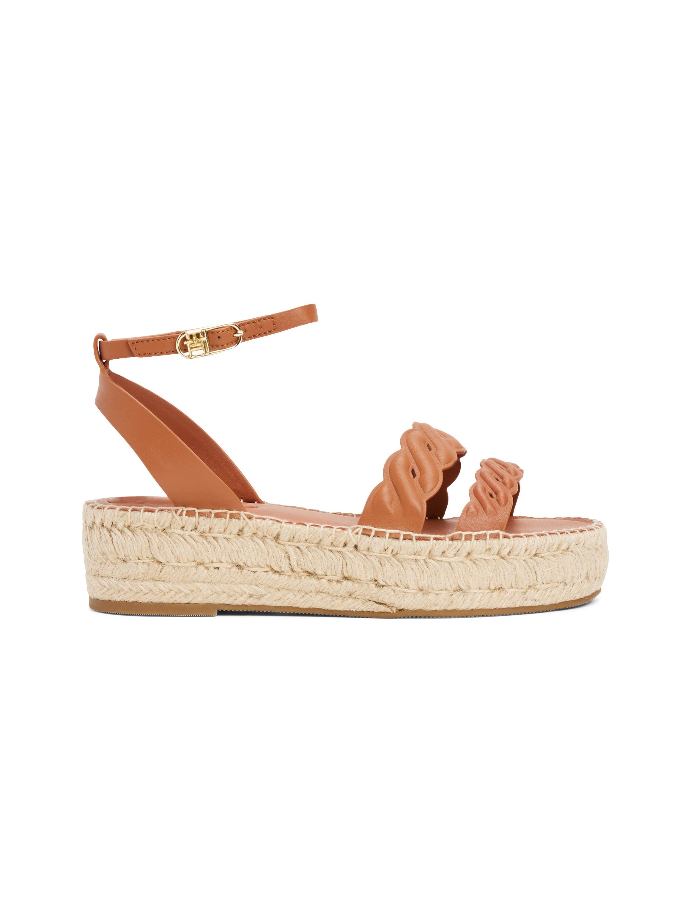 Tommy Hilfiger Keilsandalette »LEATHER ROPE REAL ESPAD SANDAL«, Plateau, Sommerschuh, Riemchensandale mit verstellbarer Schnalle