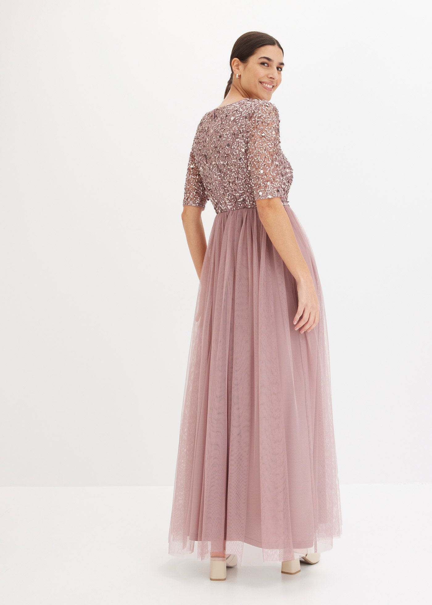 bonprix Abendkleid für festliche Anlässe, mit Tüll-Rock und Pailletten im Oberteil