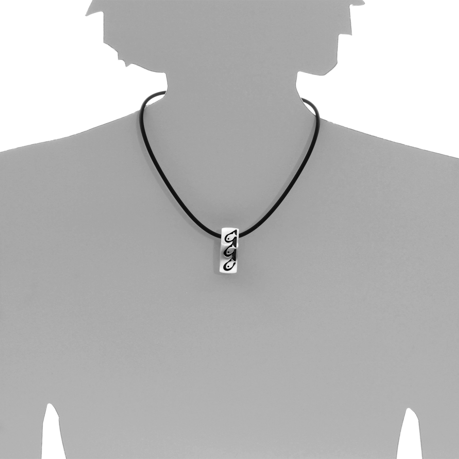 Kette mit Anhänger OSTSEE-SCHMUCK "- Fisch - Kautschukreif - Silber 925/000 -" Gr. 50, silber (silber 925, silberfarben, weiß), Schmuck_Sets, Damen, 50, Silber 925 (Sterlingsilber) 6