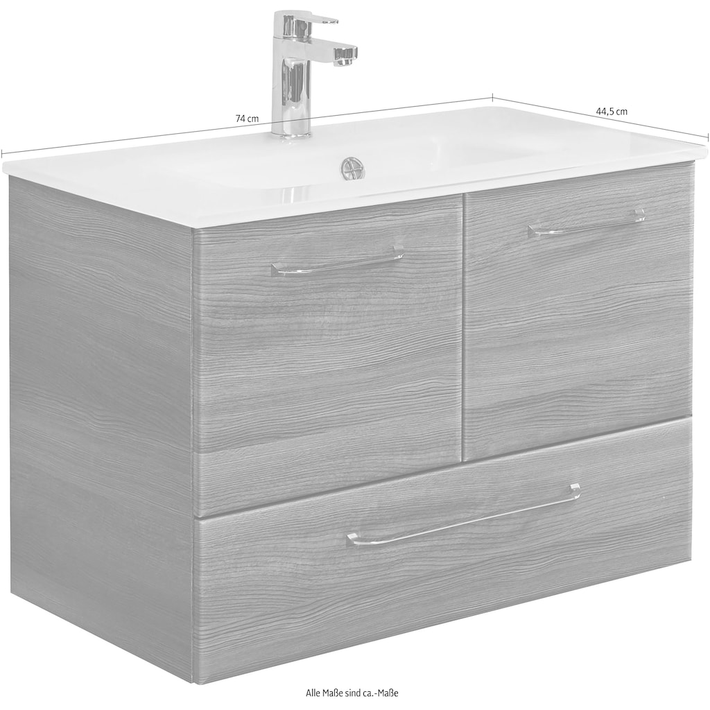 Saphir Waschtisch »Quickset Glaswaschtisch mit Unterschrank, 74 cm breit, Waschplatz«