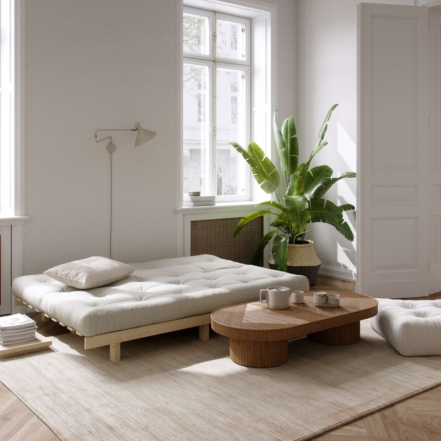 Karup Design Schlafsofa »Lean 200 Schlafsofa, Gästebett, Sofa mit Futonmatratze«, (2 St.), Inkl. Futonmatratze, Liegefläche 130x200 cm, FSC® zertifizierte Kiefer