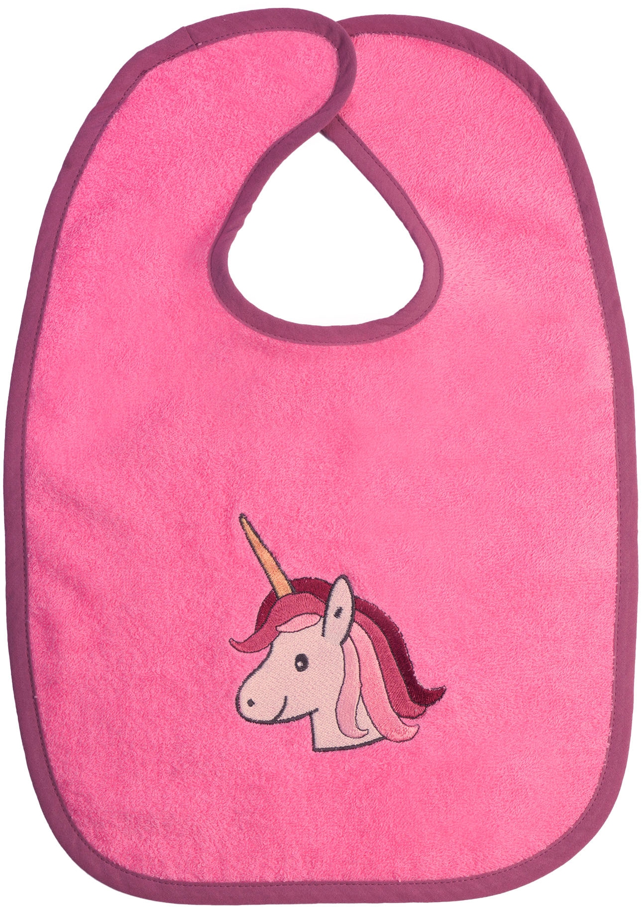 WÖRNER Baby Lätzchen "Einhorn Klettlatz"pink, Baumwolle, Lätzchen, mit Klettverschluss, maschinenwaschbar, trocknergeeignet