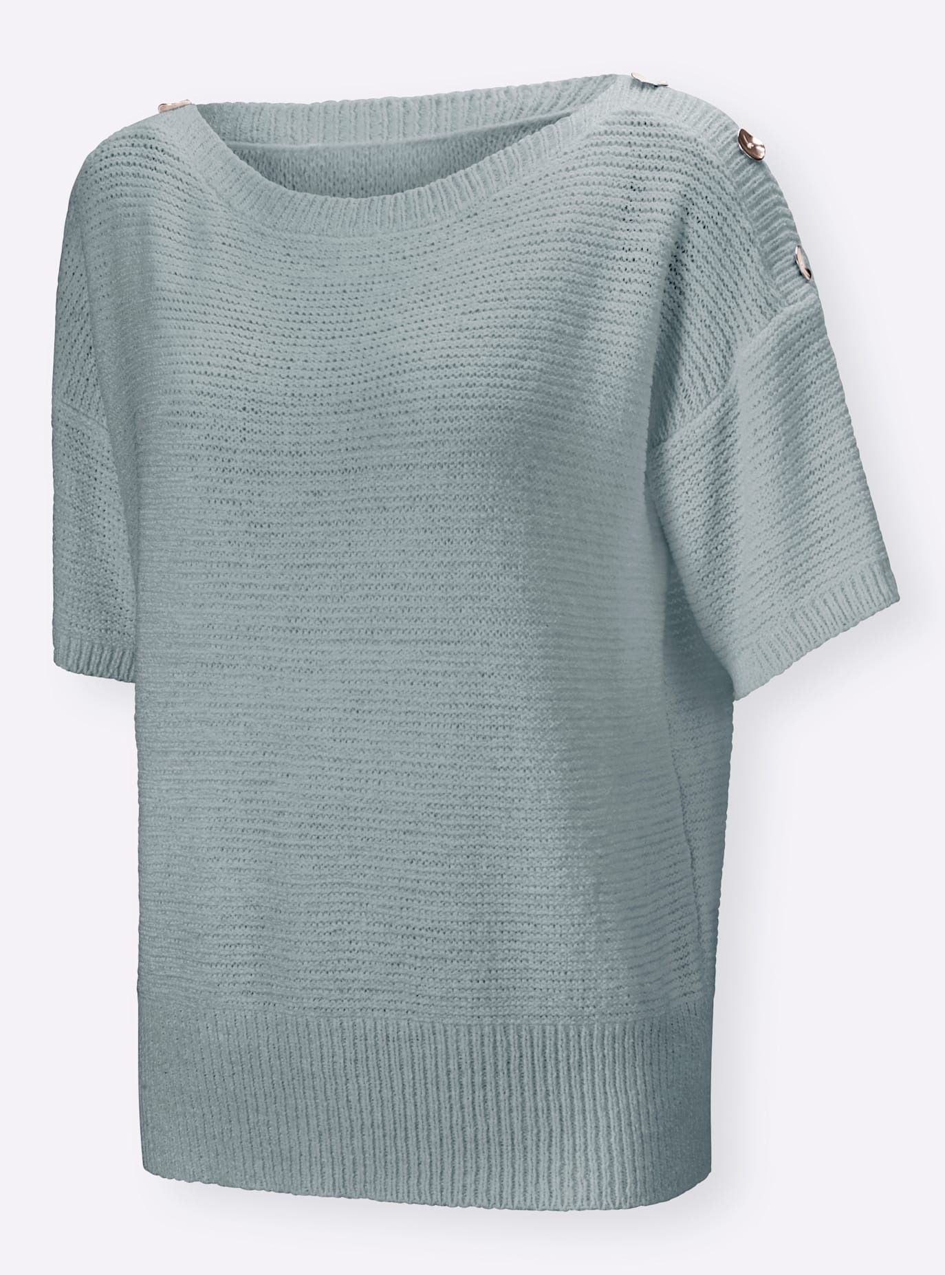 Rundhalspullover HEINE "Pullover", Damen, Gr. 40/42, grün (jade), 55% Polyacryl, 45% Polyamid, unifarben, Pullover Rundhalspullover 2