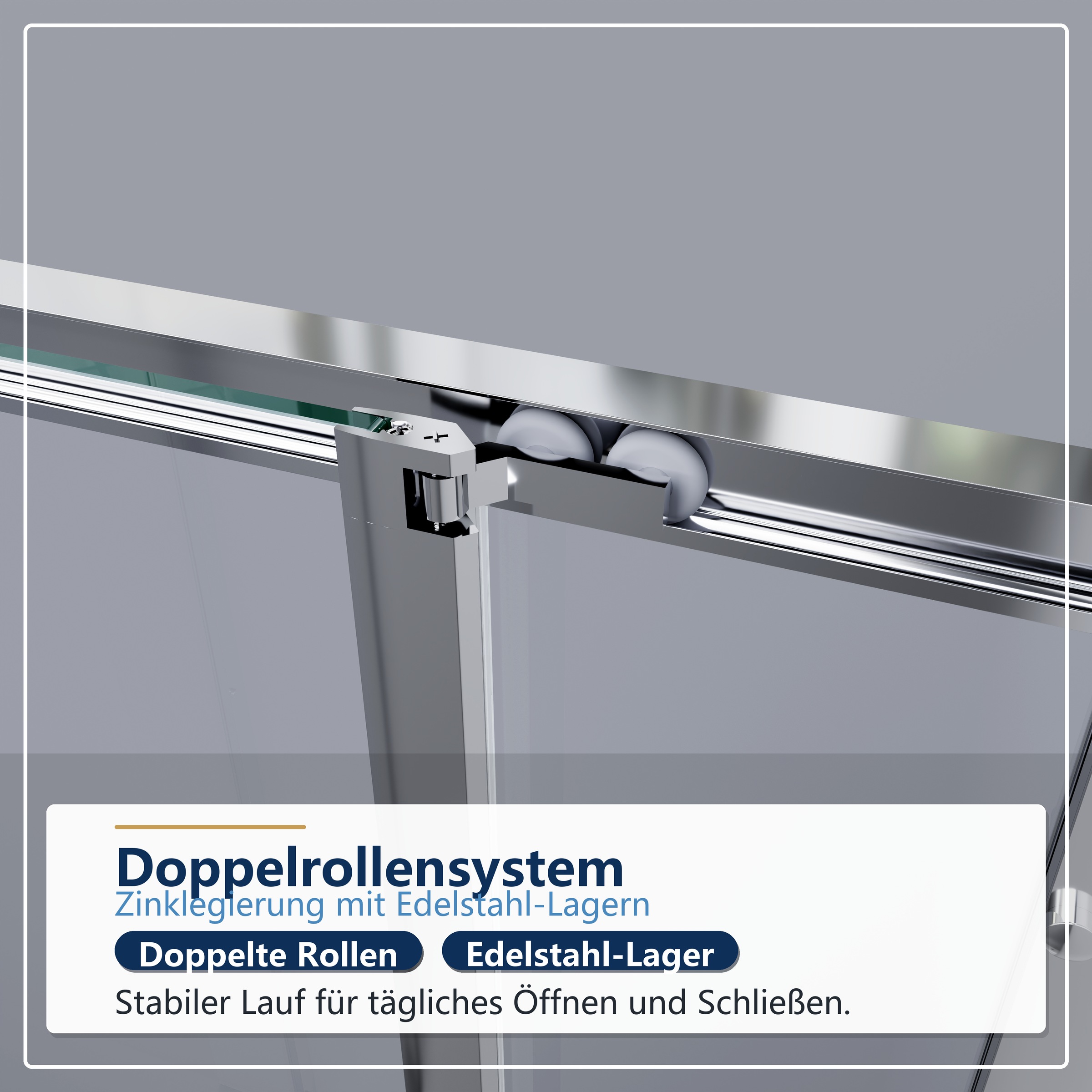 welltime Eckdusche »Vinci« Schwingtür für maximal mögliche Einstiegbreite, Doppelrollensystem