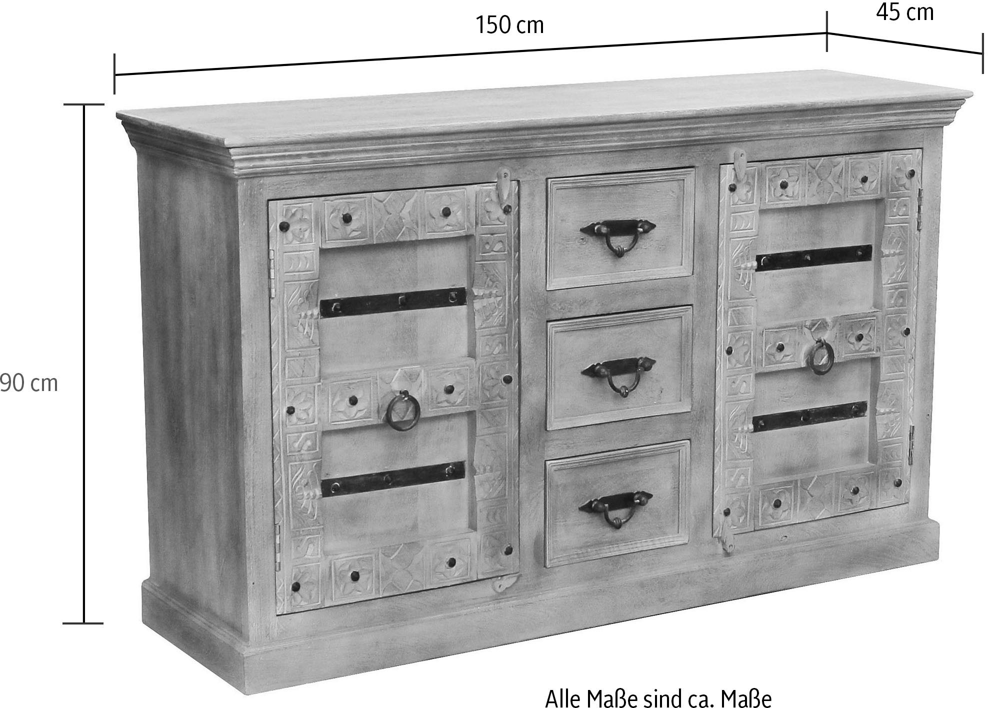 SIT Sideboard »Daipur«, mit aufwändigen Schnitzereien versehen