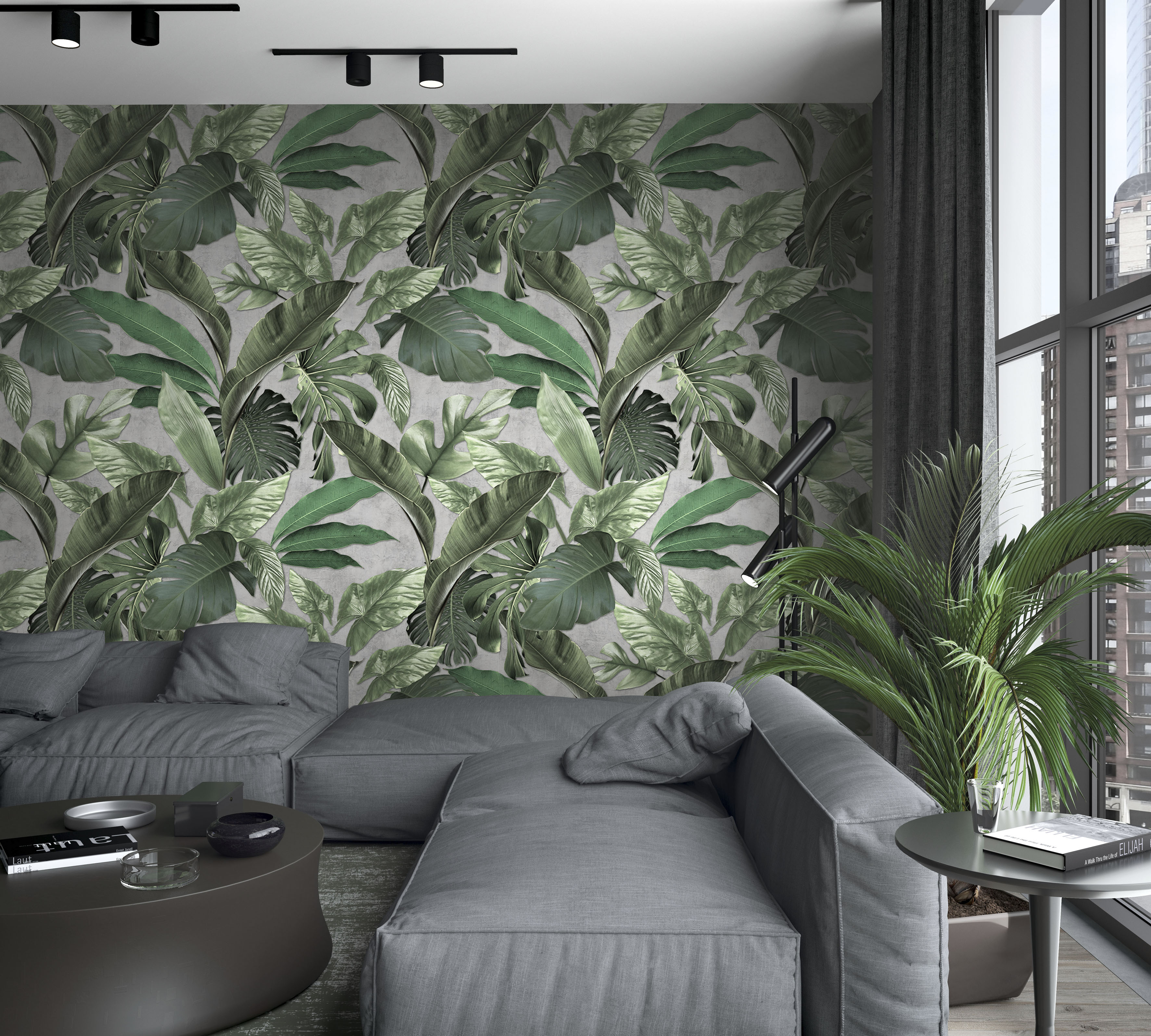 Marburg Fototapete "Leaves" Motiv botanisch texturiert moderne Tapete für Wohnzimmer Schlafzimmer Küche