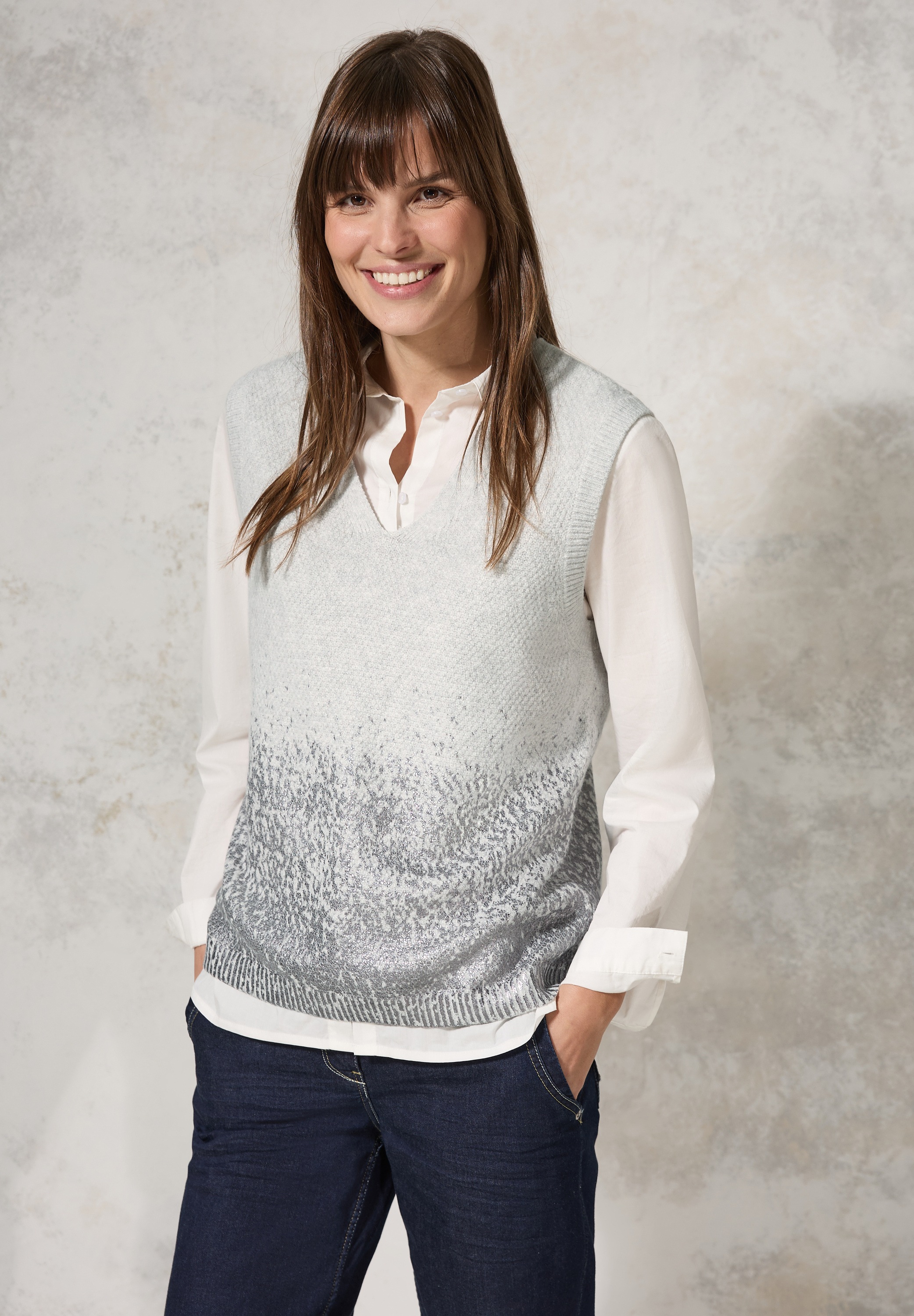 Cecil Kurzarmpullover mit V-Ausschnitt