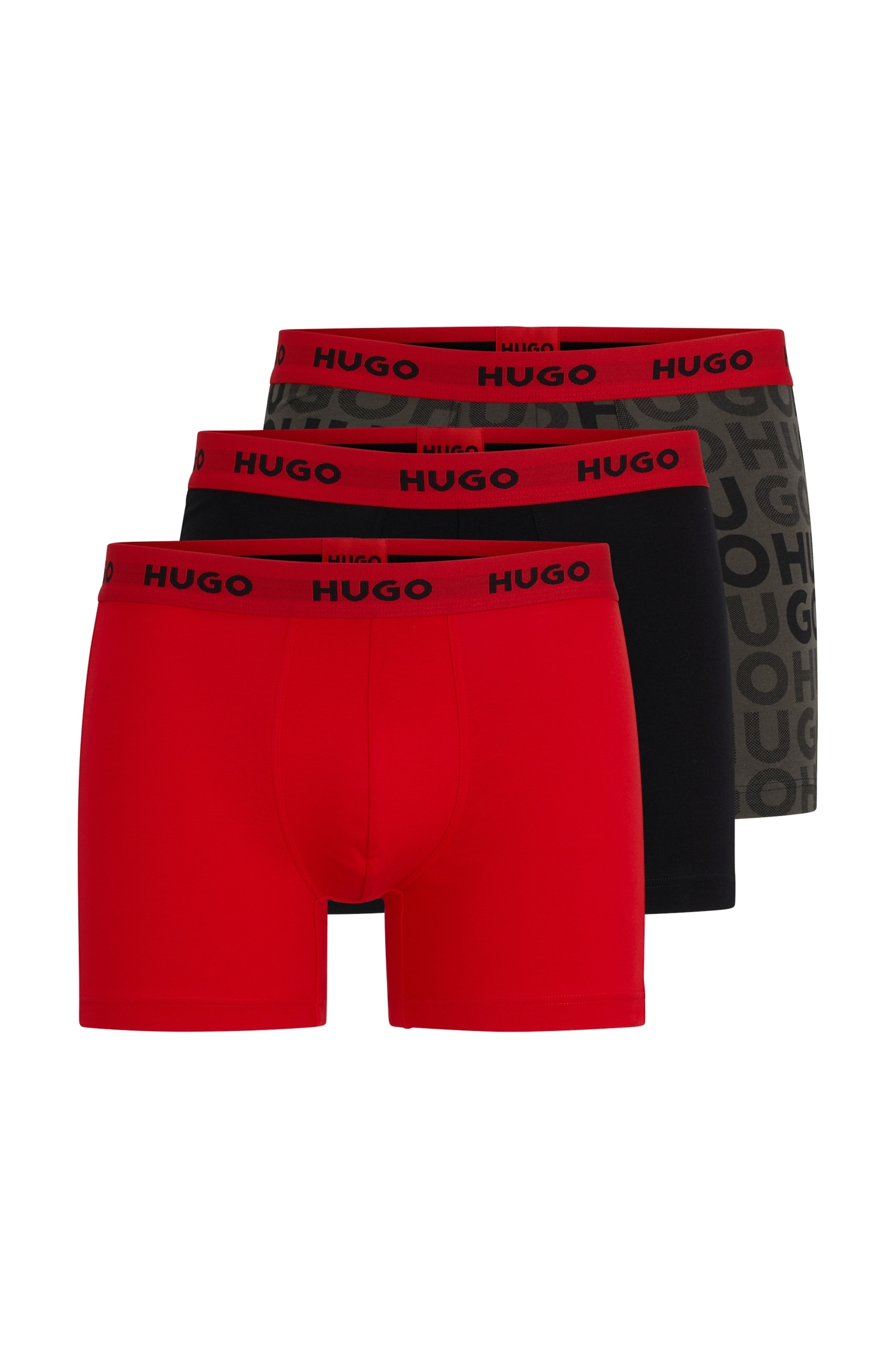 HUGO Underwear Boxer »BOXERBR TRPLT DESIGN«, (Packung, 3 St.), mit BOSS Logobund