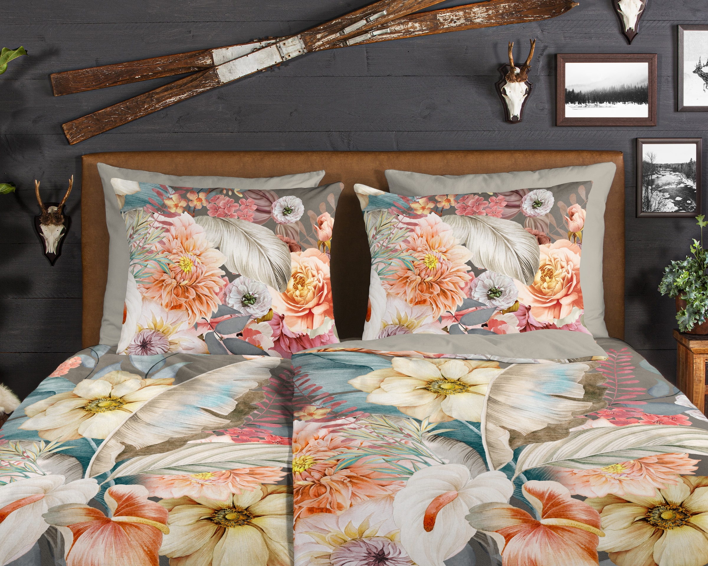 good morning Wendebettwäsche »Rhode« 2 Stk. tlg. Flanell, Biber, Winter, Warm, Reißverschluss, Wendeoptik, Blume