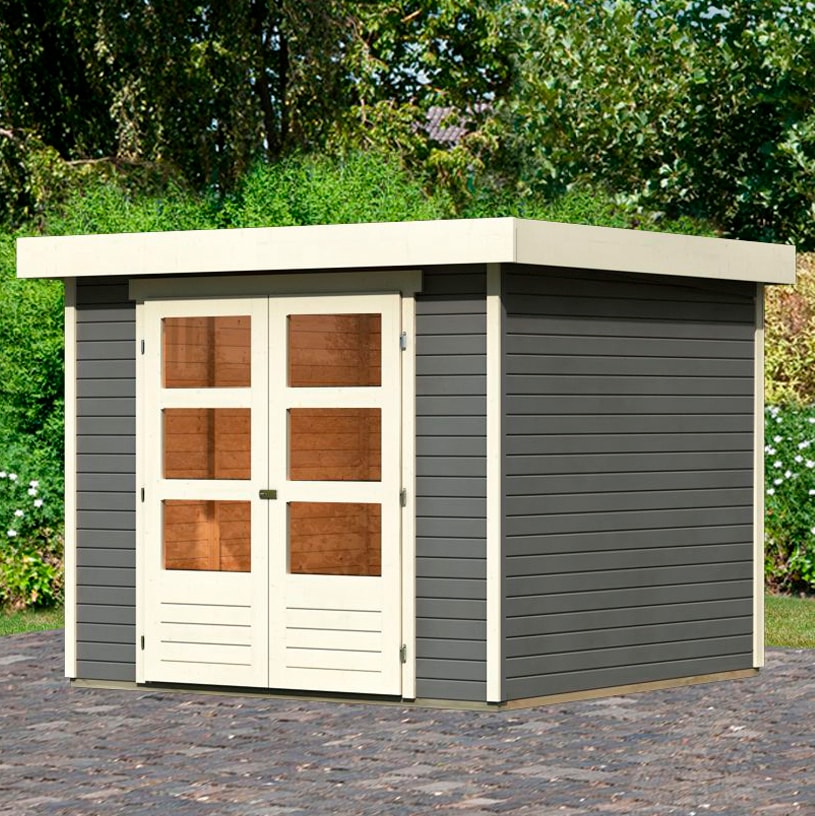 Karibu Gartenhaus »Arnis 3,5«, naturbelassen oder terragrau