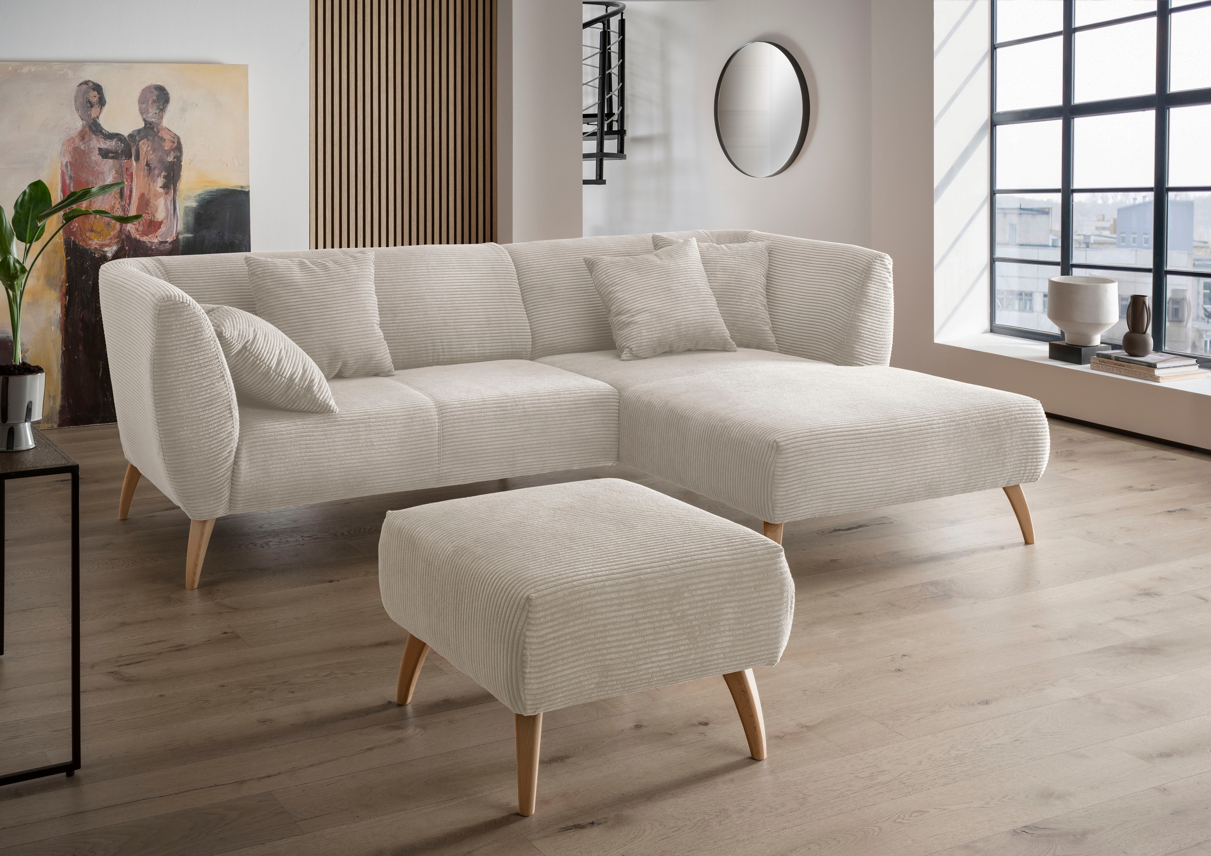 Home affaire Polsterhocker »Lazio modern und bequem, schmale Armlehnen, tolle Detailverarbeitung« zwei verschiedene Fußfarben wählbar