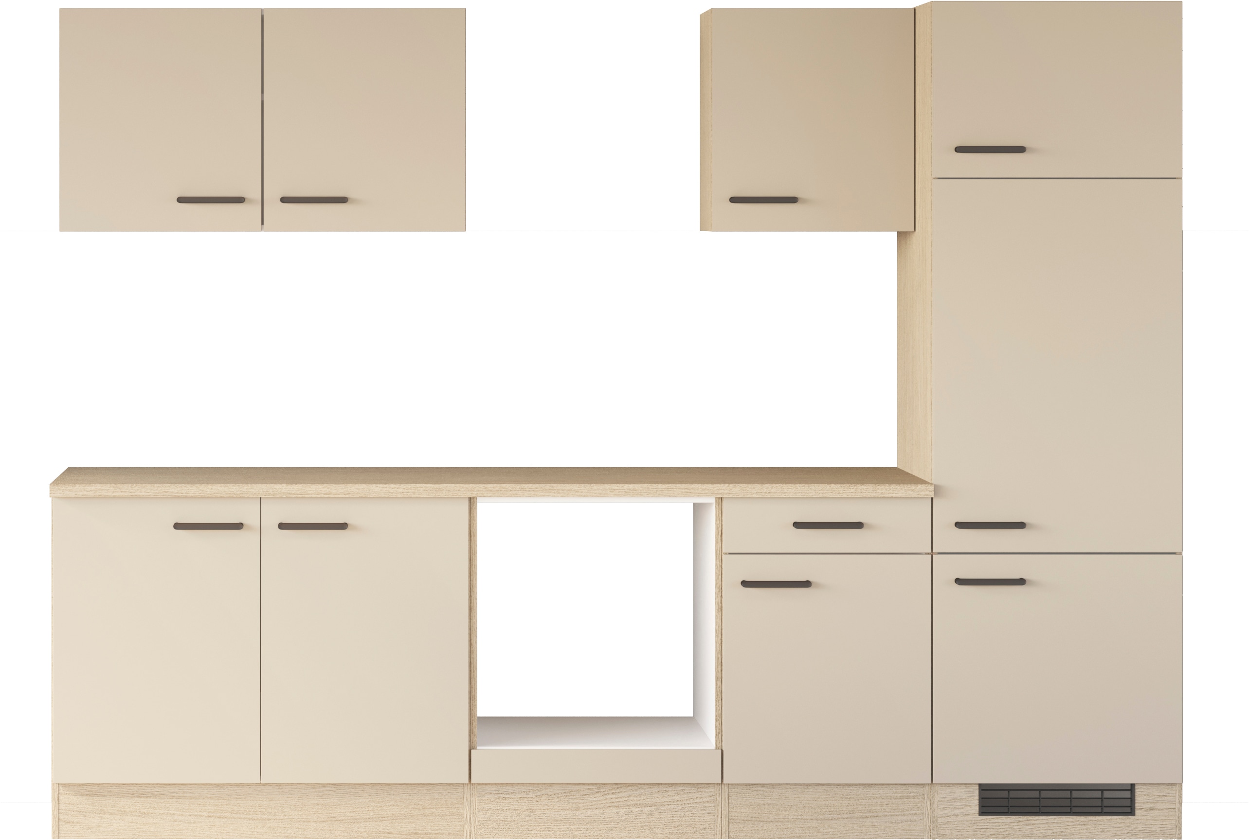 Flex-Well Küchenzeile "Creso, Breite 270 cm" wahlweise mit E-Geräte und Spüle in Edelstahl und schwarz