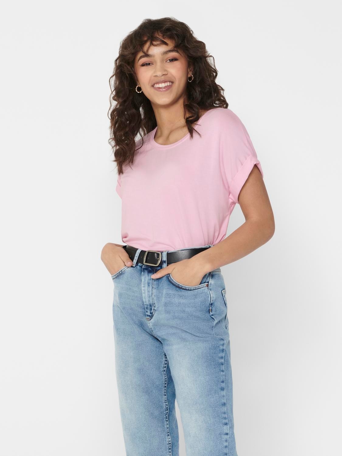 ONLY "ONLMOSTER – T-Shirt mit melierter Optik und elastischem Material" meliert, casual, lässig geschnitten, Viskosemischung, Rundhals