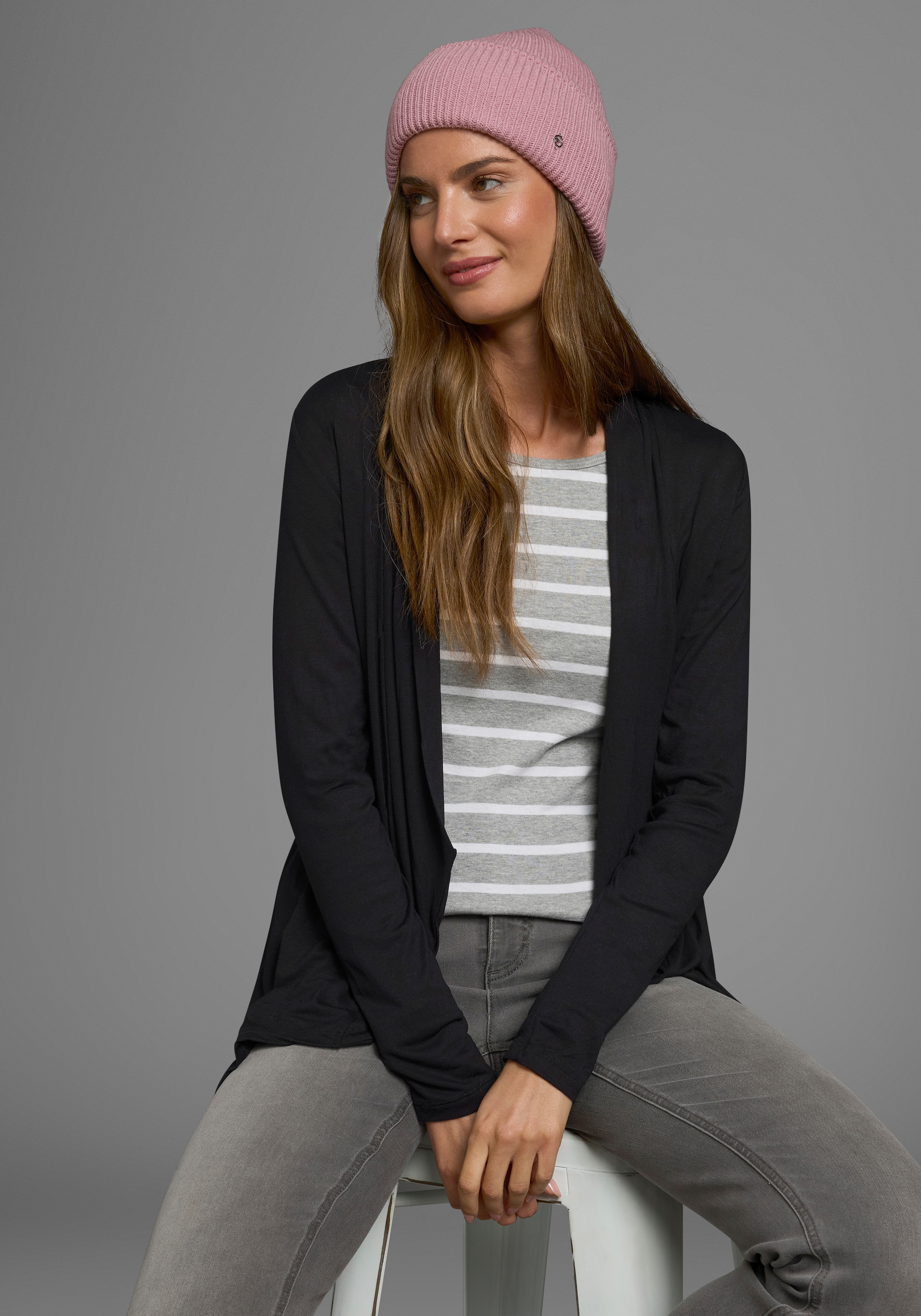 Boysen's Shirtjacke, Langarm, mit Schalkragen, aus elastischem Jersey