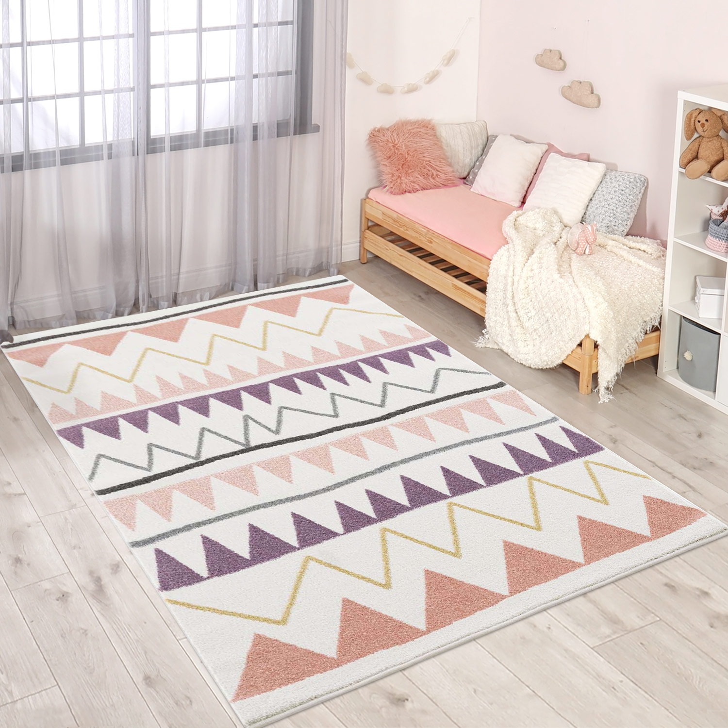 Kinderteppich CARPET CITY, B:160cm H:11mm L:230cm, beige, Polypropylen (PP), Teppiche, "Anime9382", Spielteppich, Zickzack, Weicher Flor,