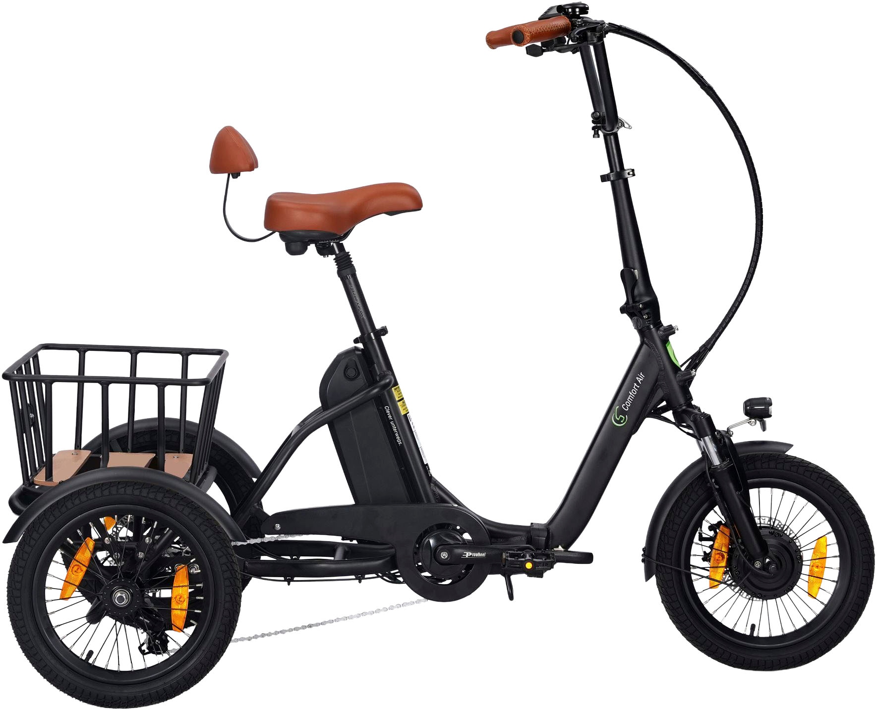 SachsenRad »T6S Comfort air faltbar mit Korb und Alarmanlage« 7 Gang Shimano Kettenschaltung Frontmotor 250 W