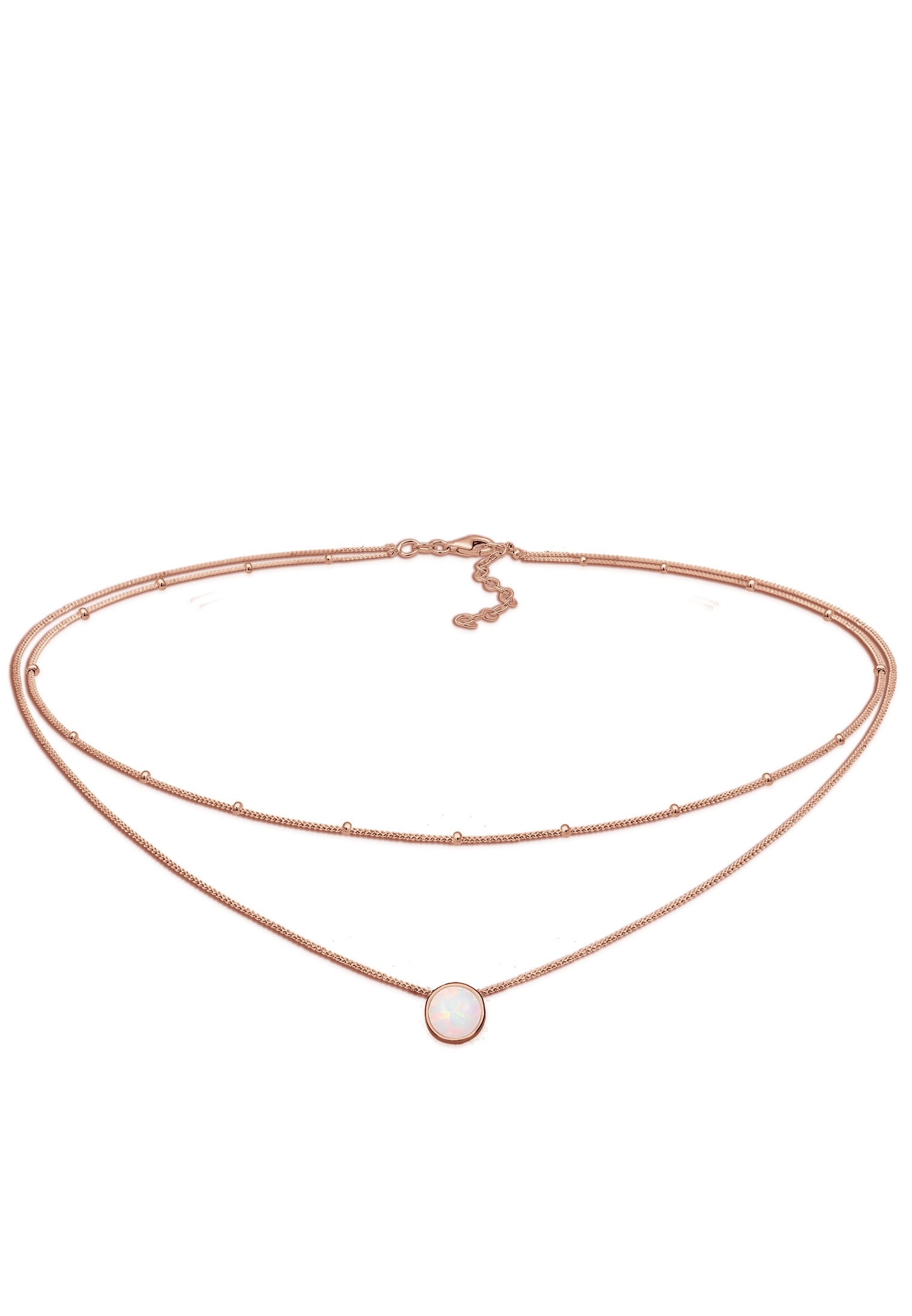 ELLI Damen Choker "Halskette Choker Layer Opal Kugelkette 925 Silber", mit Steinen, Silber 925 (Sterlingsilber), rosa, Silber 925 (Sterlingsilber),