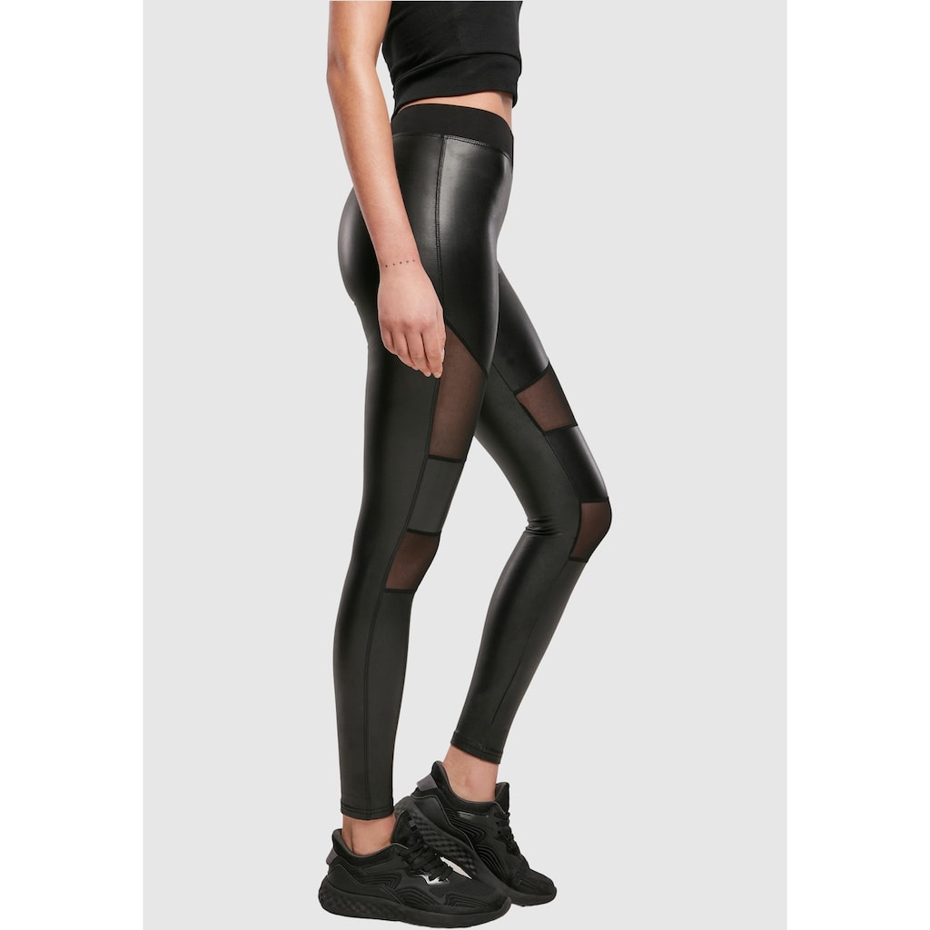 URBAN CLASSICS Leggings »Urban Classics Damen Ladies Tech Mesh Faux Leather Leggings«, (1 tlg.)