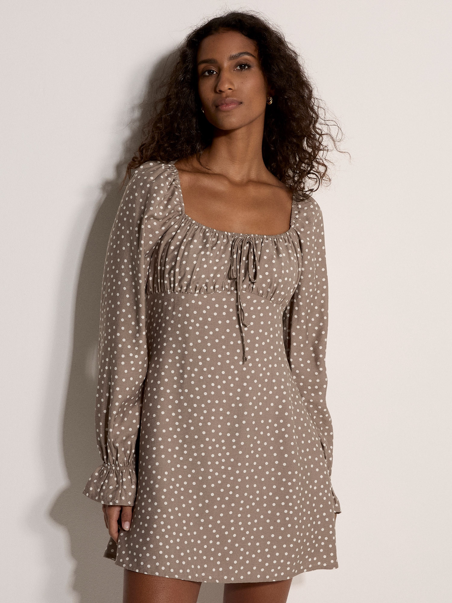 Apricot Minikleid "Minikleid mit Polka-Dot-Muster" mit Reißverschluss
