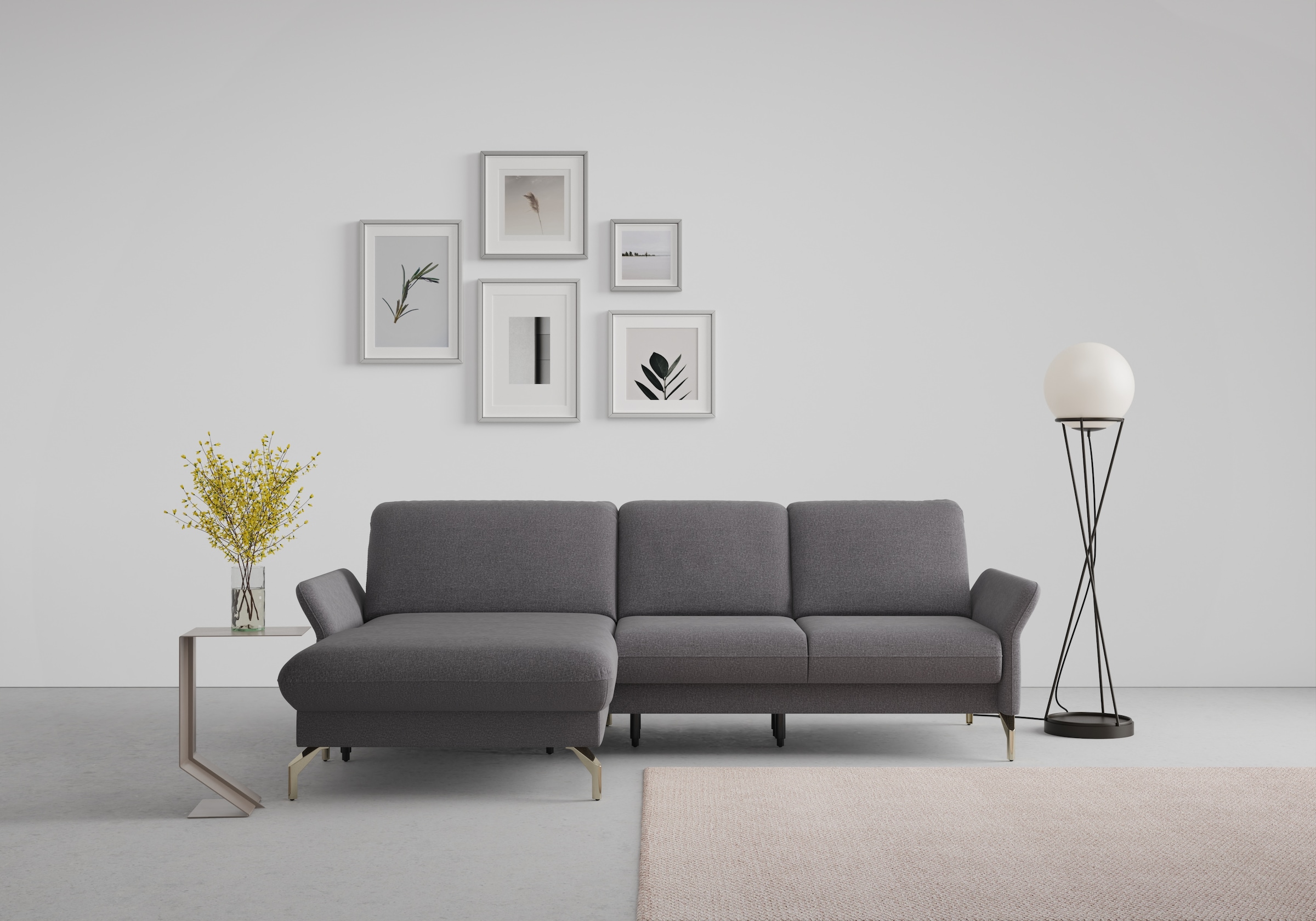 sit&more Ecksofa "Fashion L-Form" wahlweise mit Kopfteilverstellung, Vorziehsitz, motorisch, Nickelfüße
