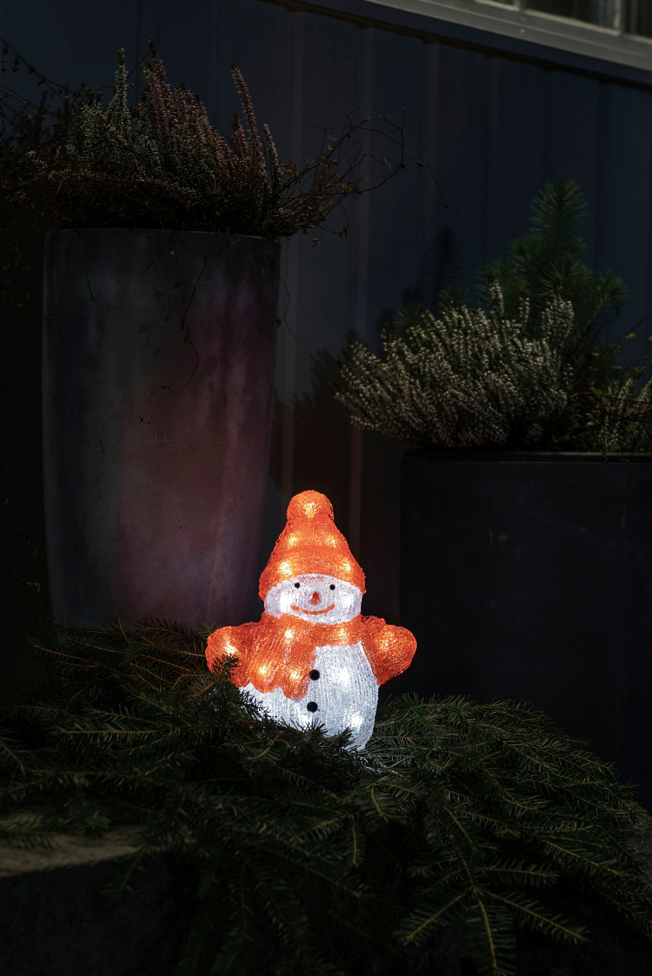 KONSTSMIDE LED Dekofigur »LED Acryl Schneemann, 24 warm weiße Dioden, batteriebetrieben«, 24 flammig