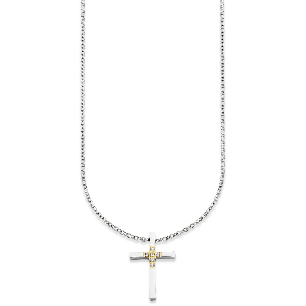 Bruno Banani Kette mit Anhänger »Schmuck Geschenk, Halskette Kreuz mit Steinen bicolor«