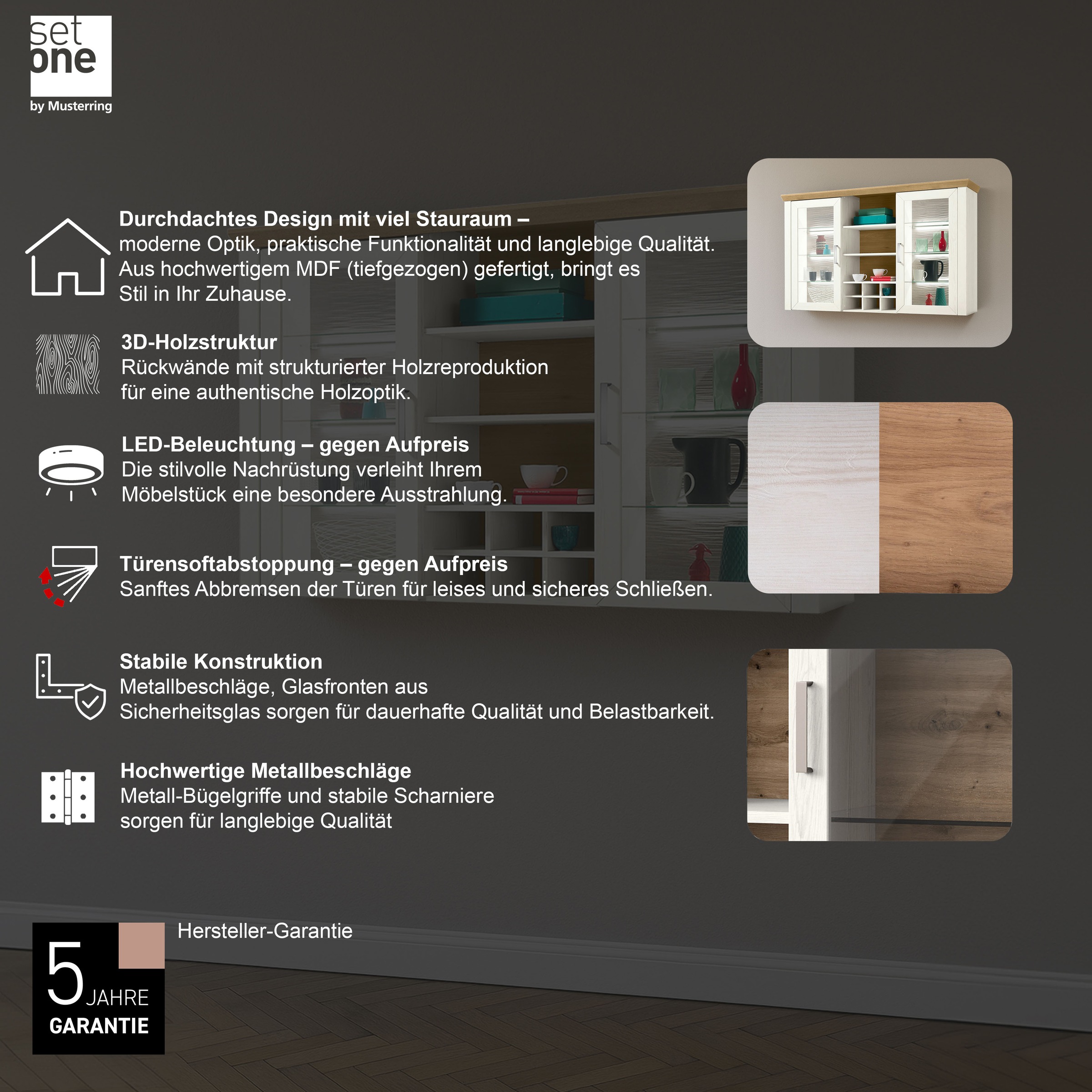 set one by Musterring Aufsatzschrank "York", Typ 24, Glastüren und Flaschen günstig online kaufen