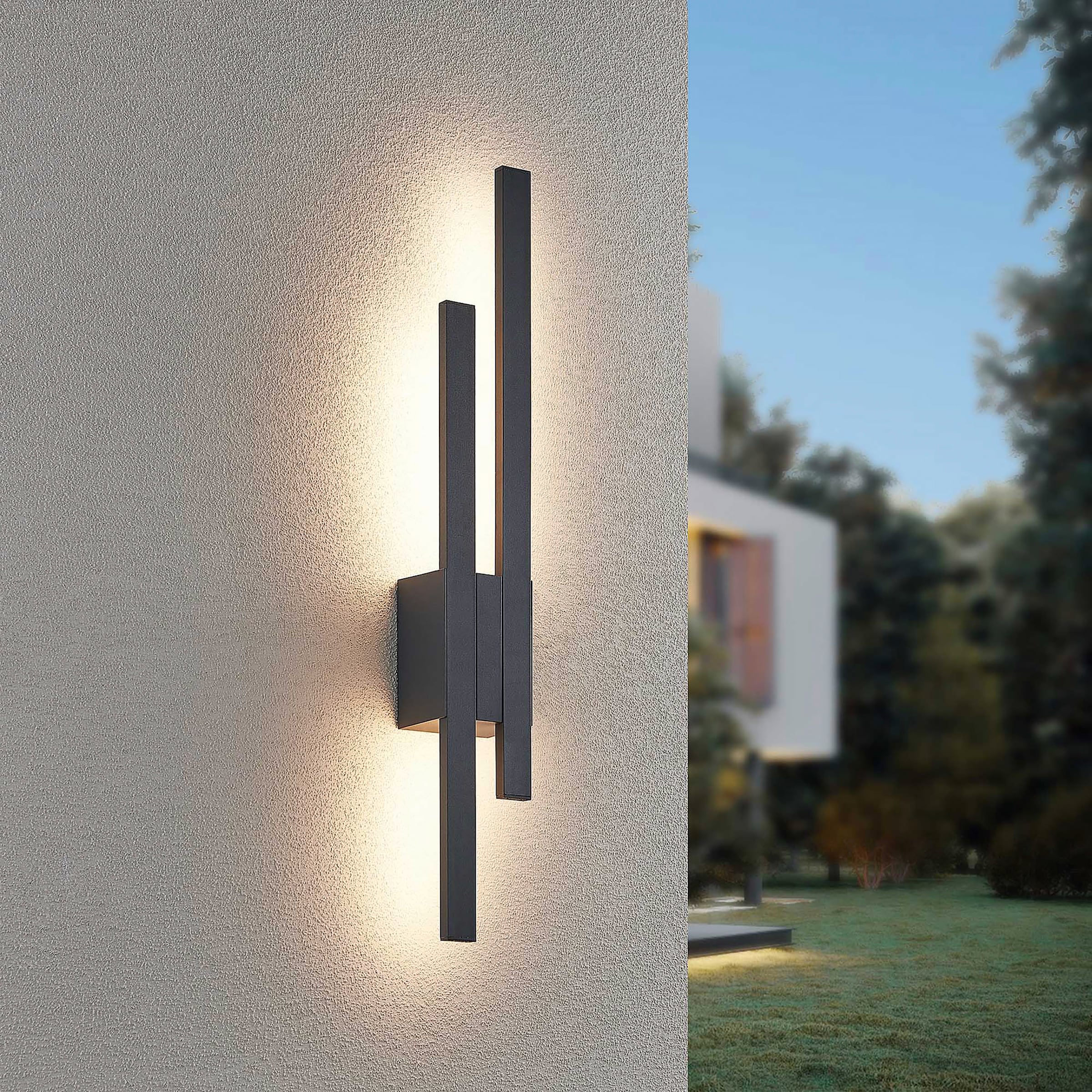 TRIO Leuchten LED Außen-Wandleuchte »TAWA, Outdoor Wandlampe IP54 für Garten Terrasse Hauswand, 2x 9W LED«, 2 flammig, Leuchtmittel LED-Board | LED fest integriert, LED Wandlicht warmweiß 3000K 900 Lumen, Stil LED Wandfackel, Backlight