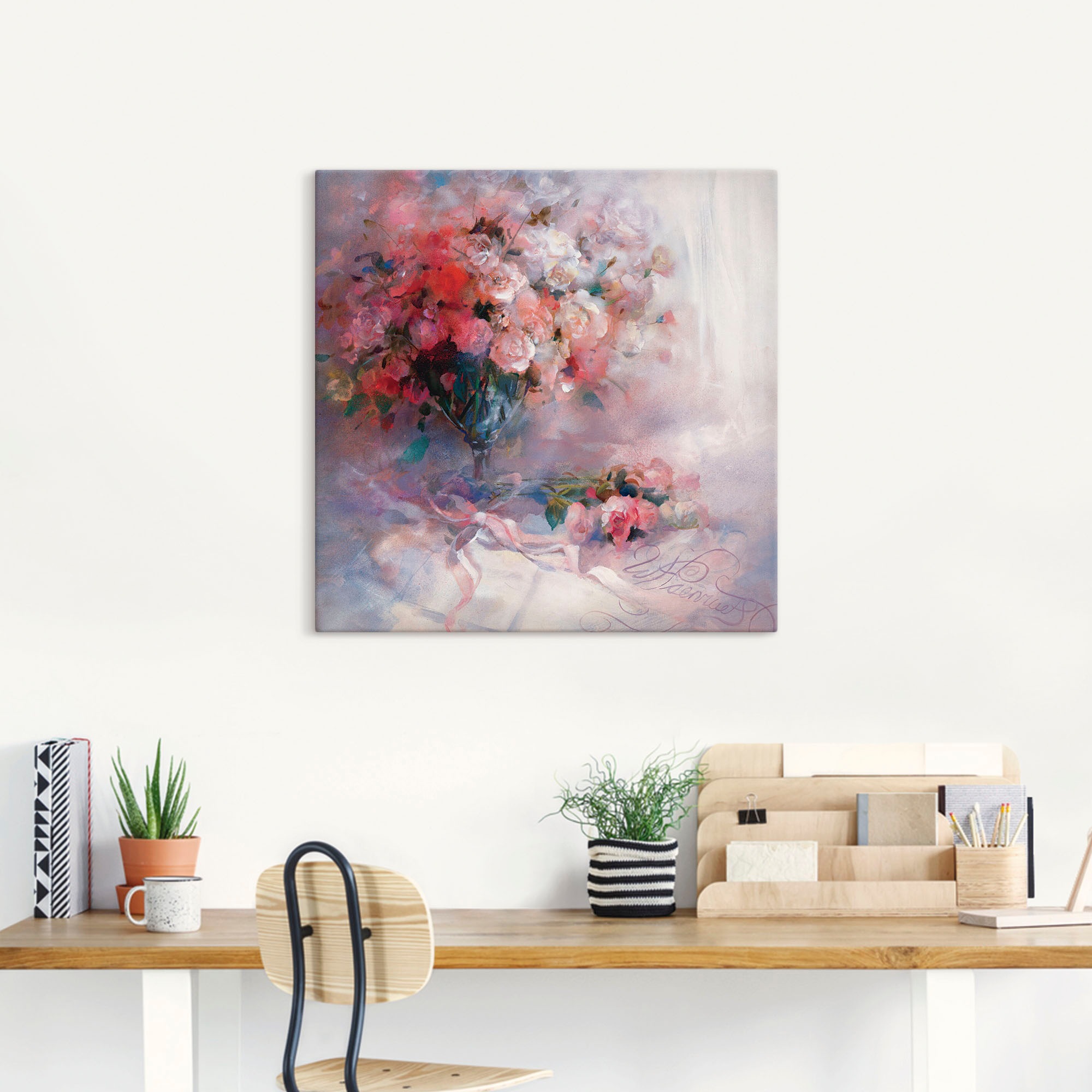 Artland Leinwandbild "Rosenstrauß" Blumen 1 Stk. tlg. auf Holzrahmen gespannt