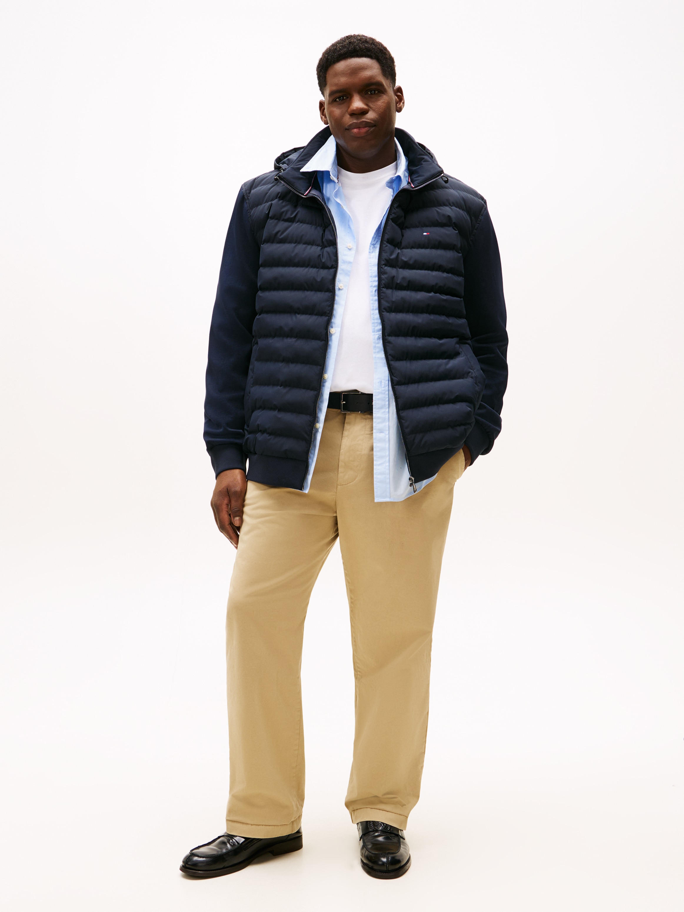 Tommy Hilfiger Big & Tall Kapuzensweatjacke »BT-MIX MEDIA ZIP THROUGH«, Große Größen, mit gesteppten Einsatz, Stehkragen