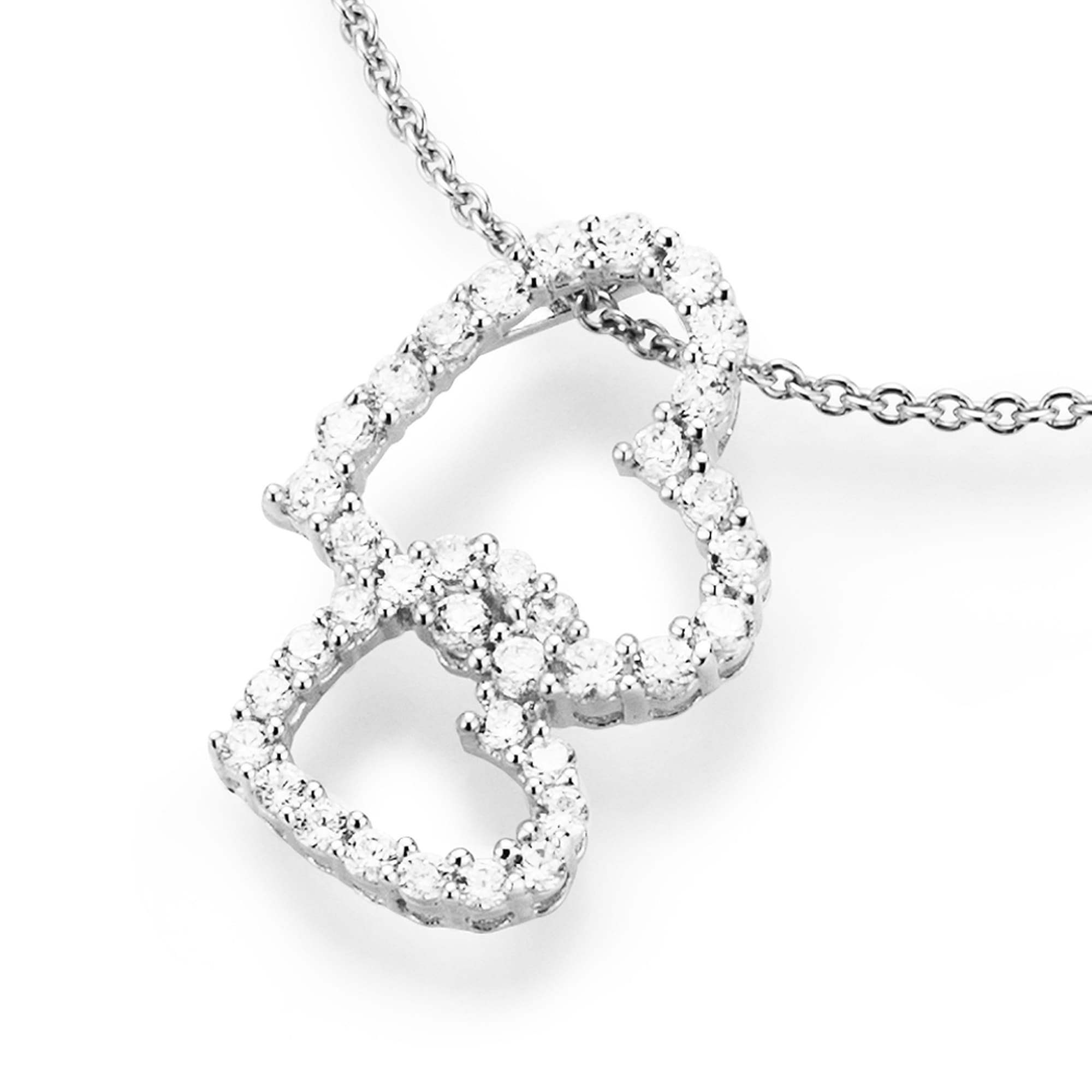 Smart Jewel Herzkette »Herz an Herz mit Zirkonia Steinen, Silber 925«  kaufen | BAUR