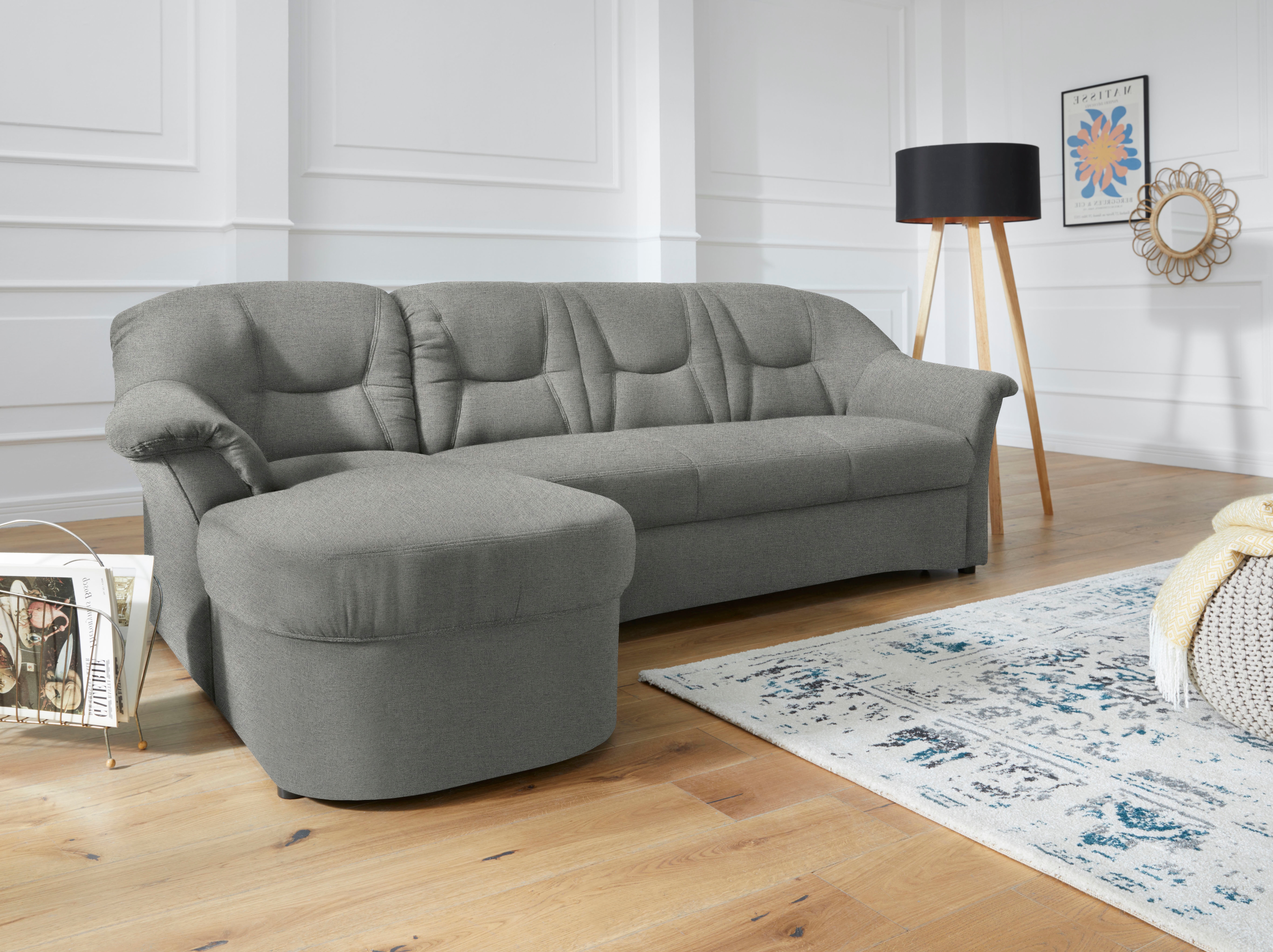 DOMO collection Ecksofa "SARAFINA 232x146 cm, auch mit Federkern für noch mehr Sitzkomfort" whlw. mit Bettfunktion, L-Form