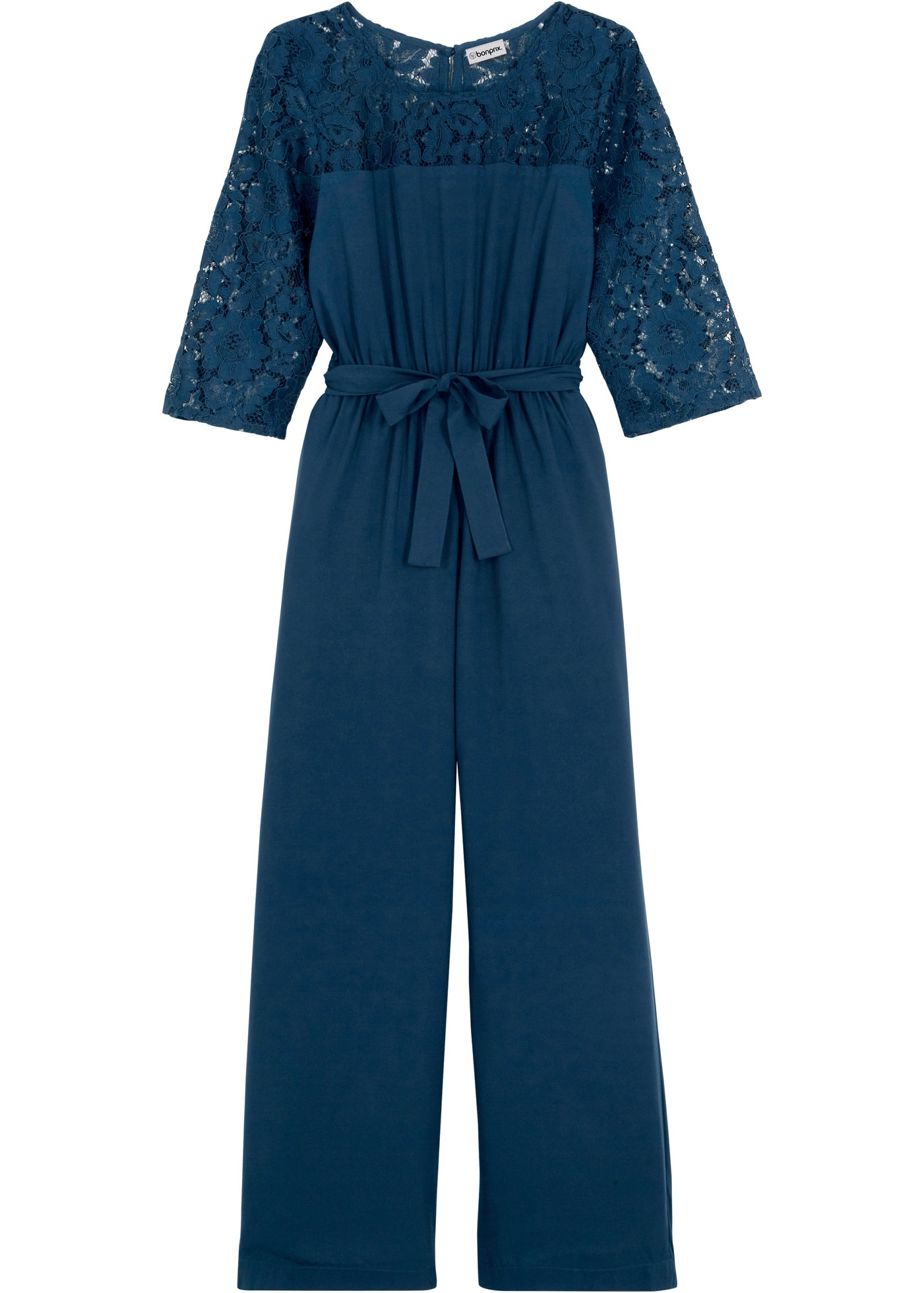 bonprix Jumpsuit 1 für festliche Anlässe, mit Bindegürtel in der Taille, weite Hose