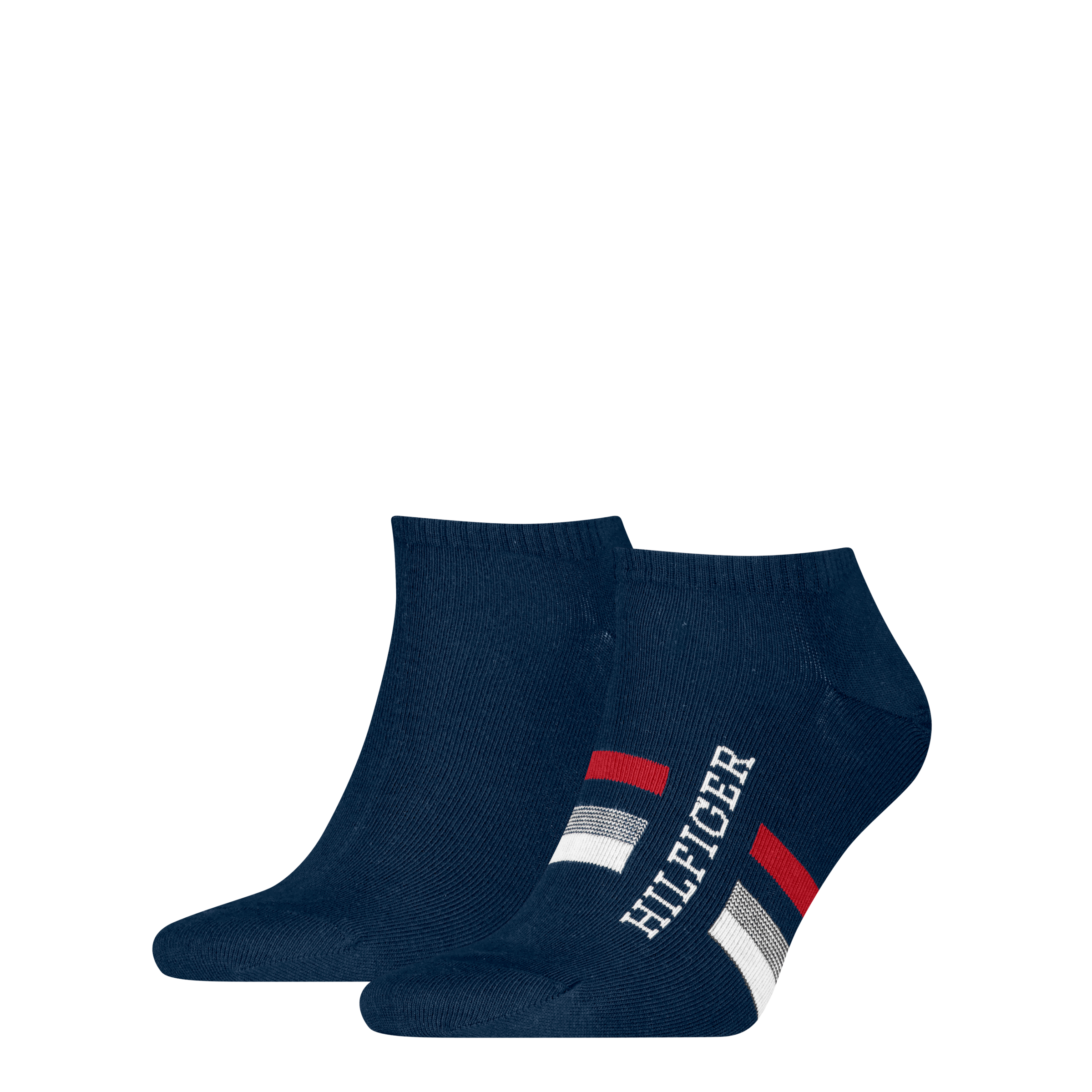 TOMMY HILFIGER Herren Sneakersocken "TH MEN SNEAKER 2P HILFIGER TAB", Gr. 43, blau, Baumwollmischung, Socken, Atmungsaktiv, Markenlogo