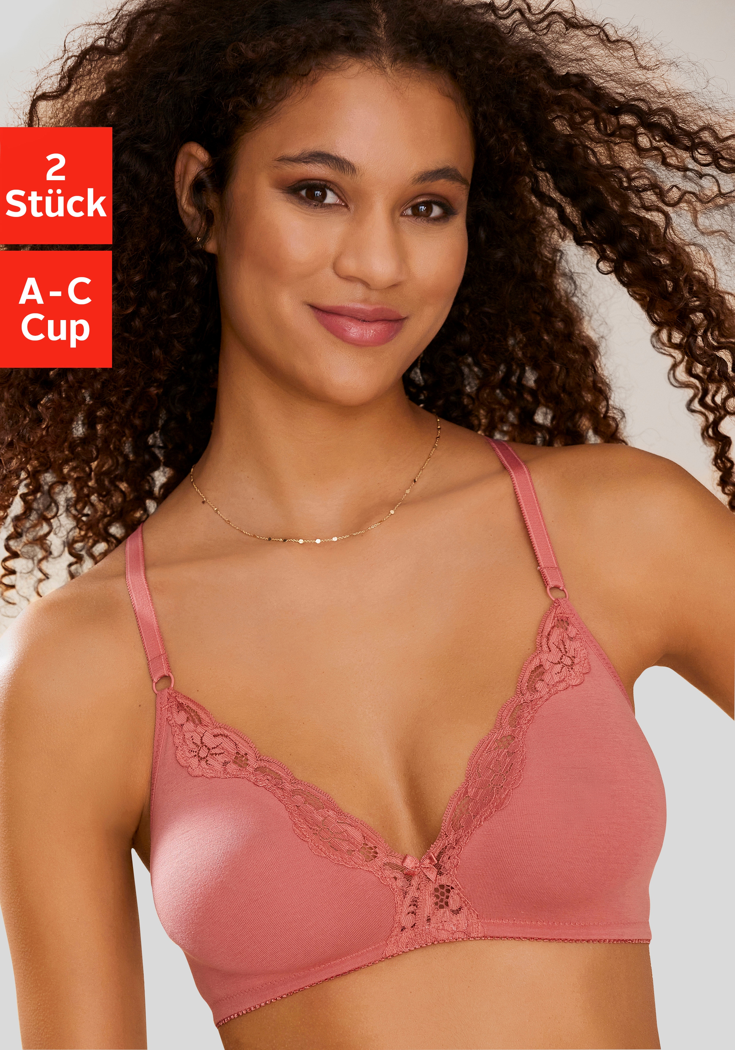 petite fleur by Lascana Bralette-BH Packung, ohne Bügel aus Baumwolle mit Spitze, bequemer BH