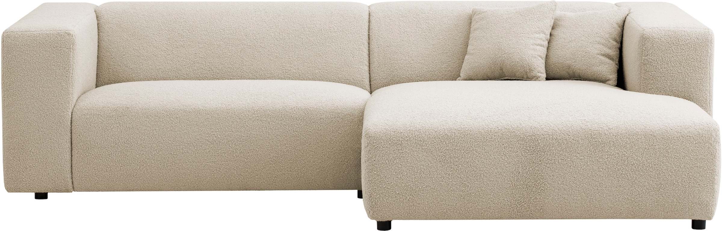 andas Ecksofa »BAKELS, L-Form in Cord oder Boucle-Stoff, moderne Couch«, wahlweise Recamiere rechts/links, bequemer Sitzkomfort