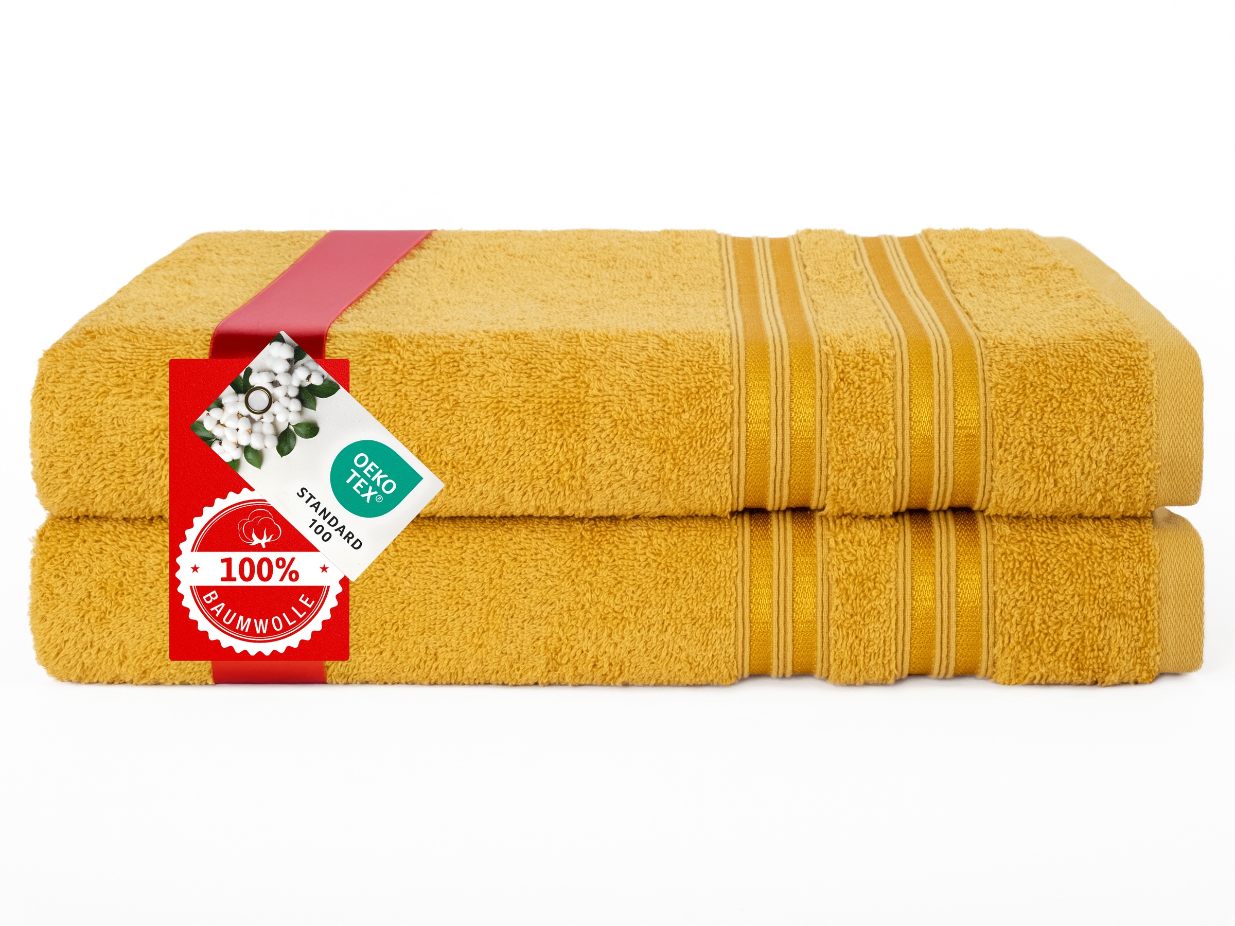 HAMMETEX Duschtuch »2er Set Badetücher 70x140 cm, 100% Baumwolle, Weich & Saugstark«, (Set, 2 St., 2), mit Bordüre, einfarbig, weich