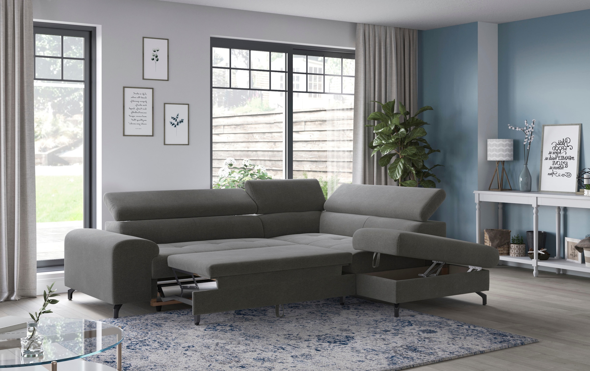 COTTA Ecksofa »Aura L-Form«, mit Schlaffunktion, Bettkasten und Kopfteilverstellung