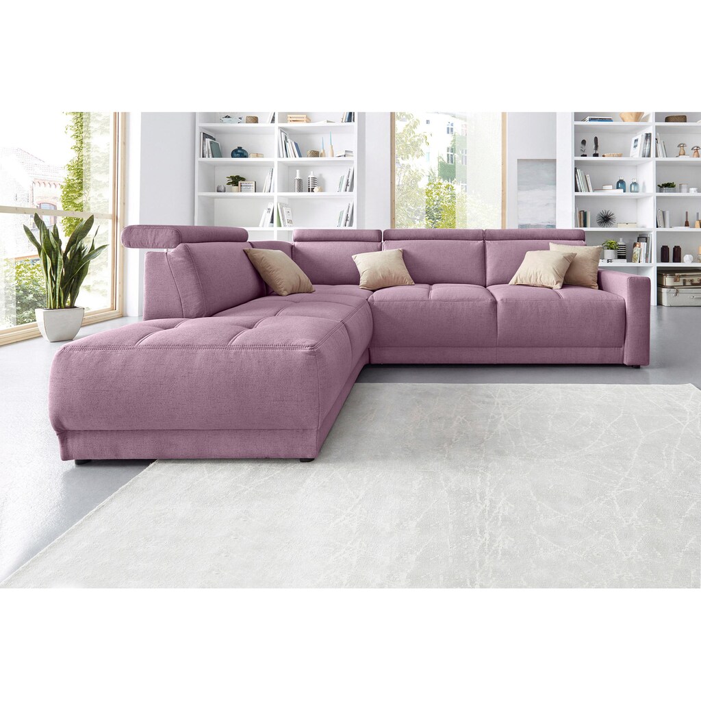 DOMO collection Ecksofa »Ava L-Form«, mit Ottomane, Federkern wahlweise mit Kopfteilverstellungen