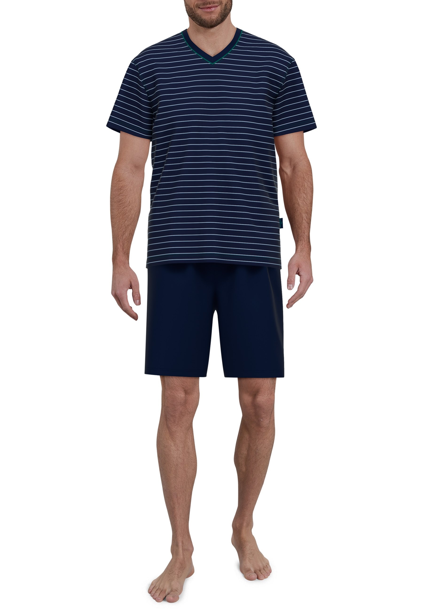 Thumbnail - GÖTZBURG Shorty "Bray" 2 tlg. Kurzarm, V-Ausschnitt, kurze Hose, Baumwollmix, kühlend, bügelfrei