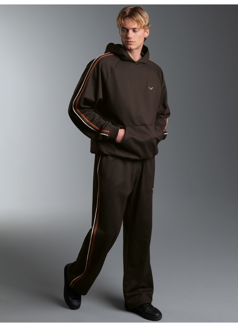 TRIGEMA Herren Freizeitanzug "TRIGEMA Jogginganzug mit Seitenstreifen", braun, Basic, Gr. XXL, Sweatware, 70% Baumwolle, 30% Polyester, Sportanzüge
