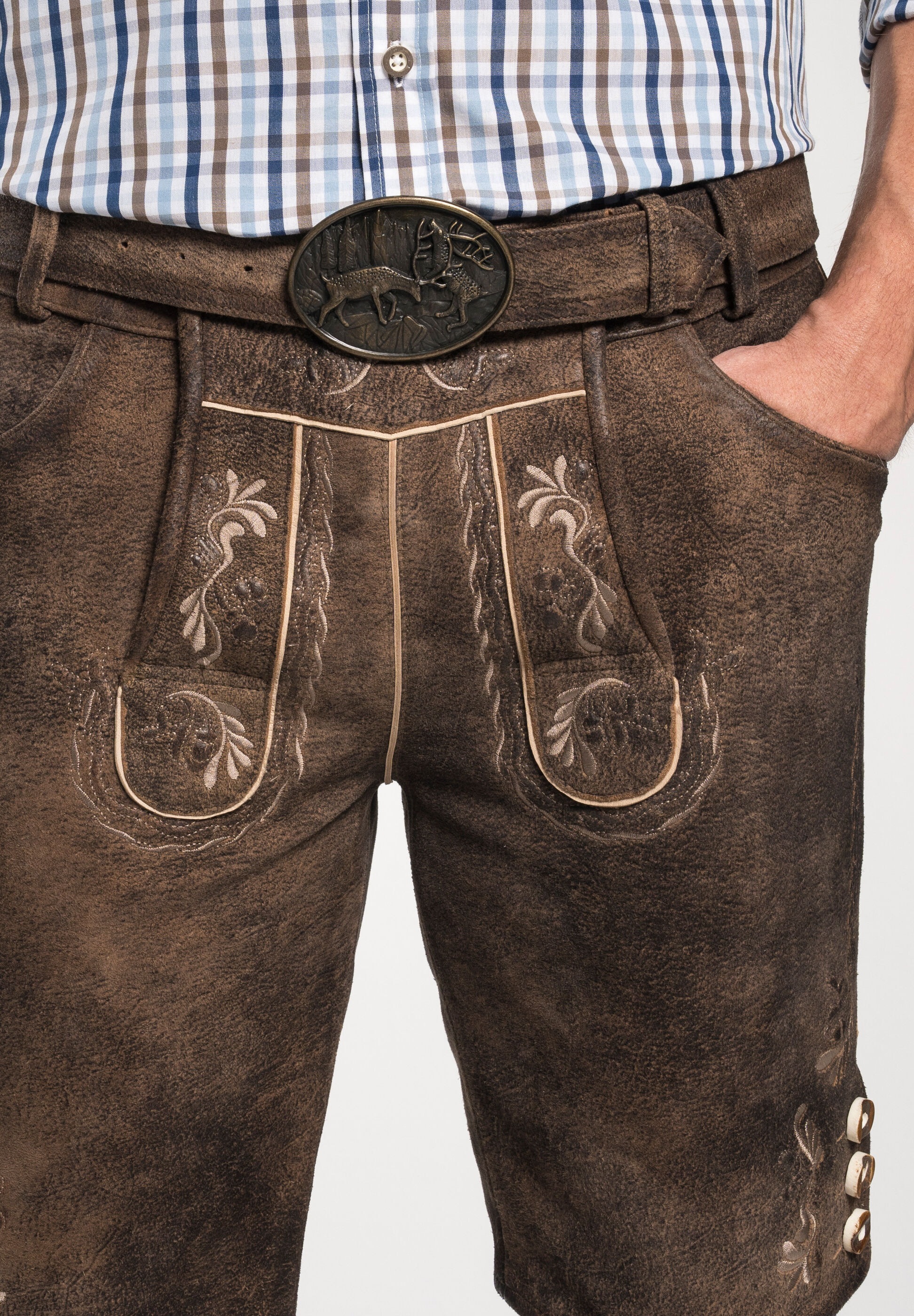 Spieth & Wensky Lederhose »Spieth & Wensky Lederhose Fredo«  Trachten Lederhose mit Gürtel und Hirschmotiv