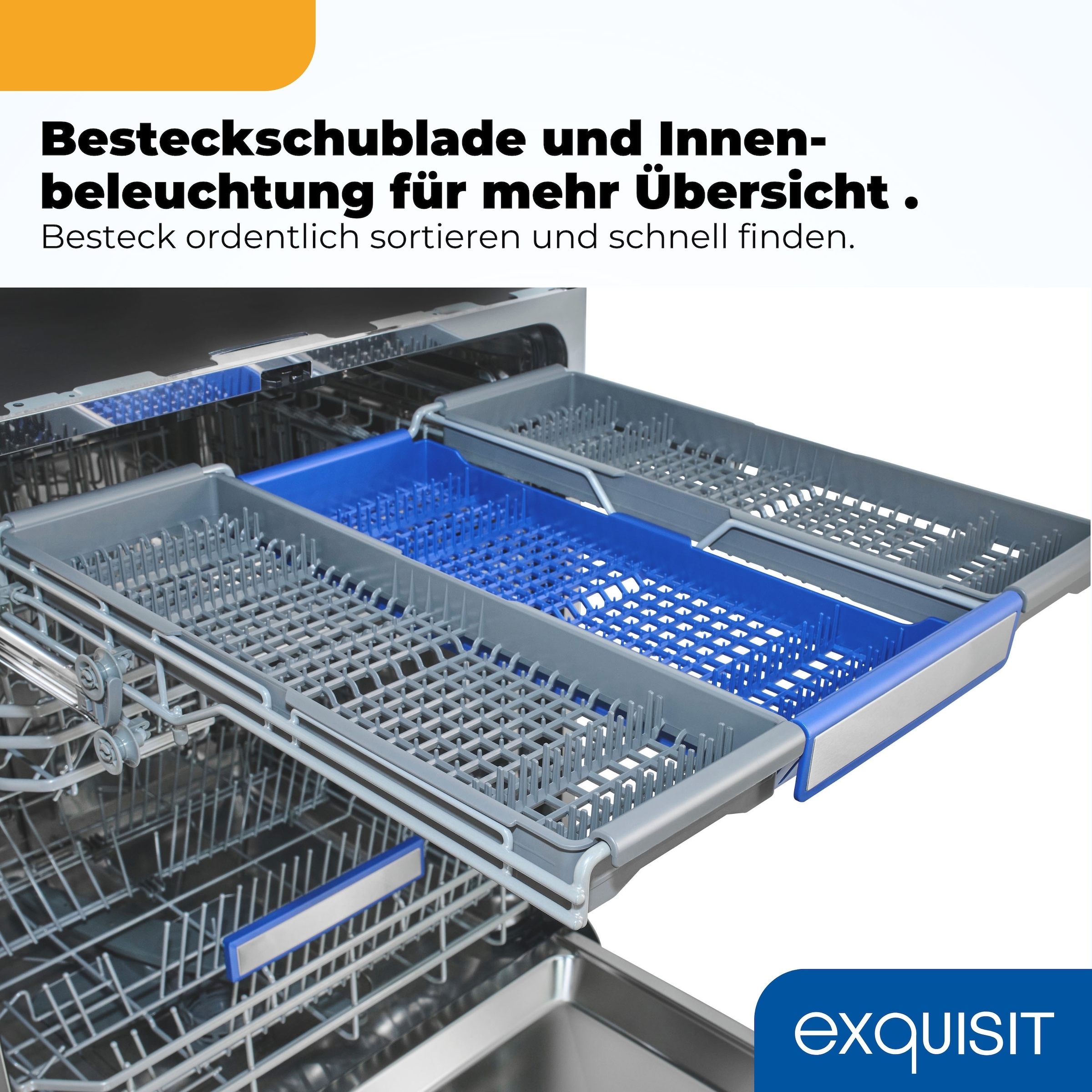 exquisit vollintegrierbarer Geschirrspüler 9616 »EGSP9616-E-450B schwarz« 10,9 l 16 tlg. Maßgedecke 16 Maßgedecke & flüsterleise 42 dB – stark und angenehm ruhig