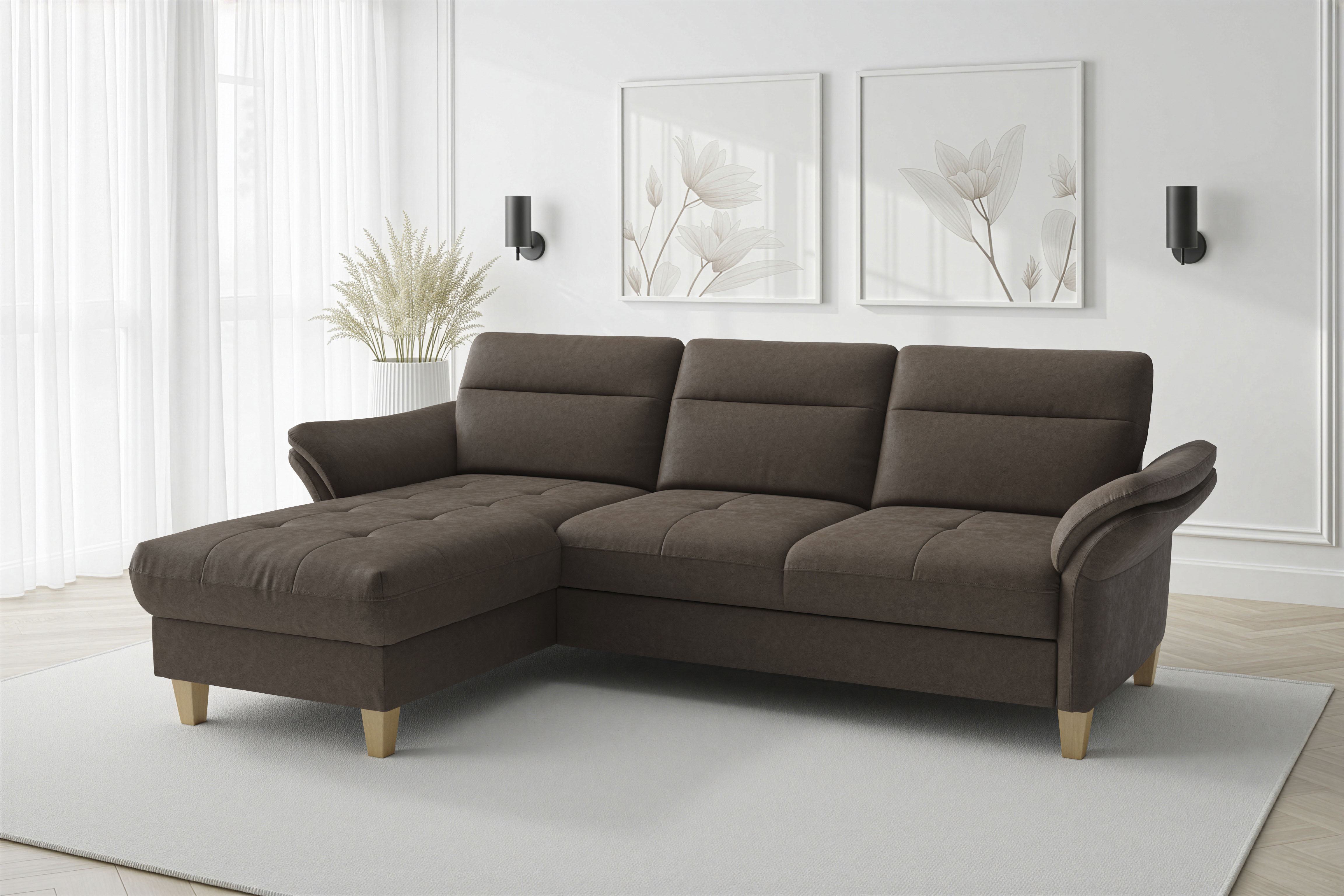 sit&more Ecksofa "Pamela L-Form, B: 230 cm, optional Schlaffunktion & Bettkasten" mit Federkern