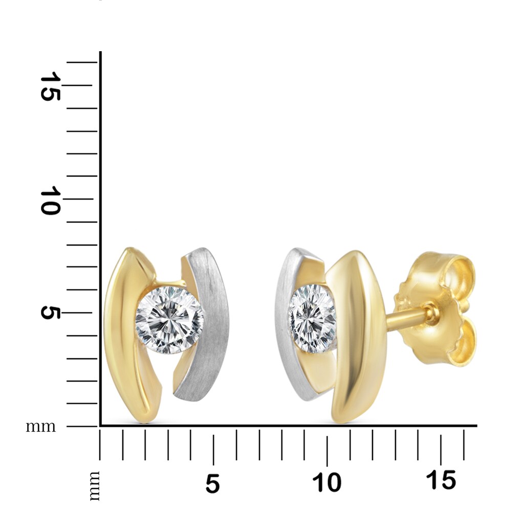 Vivance Paar Ohrstecker »333 Gold zweifarbig Zirkonia weiß«