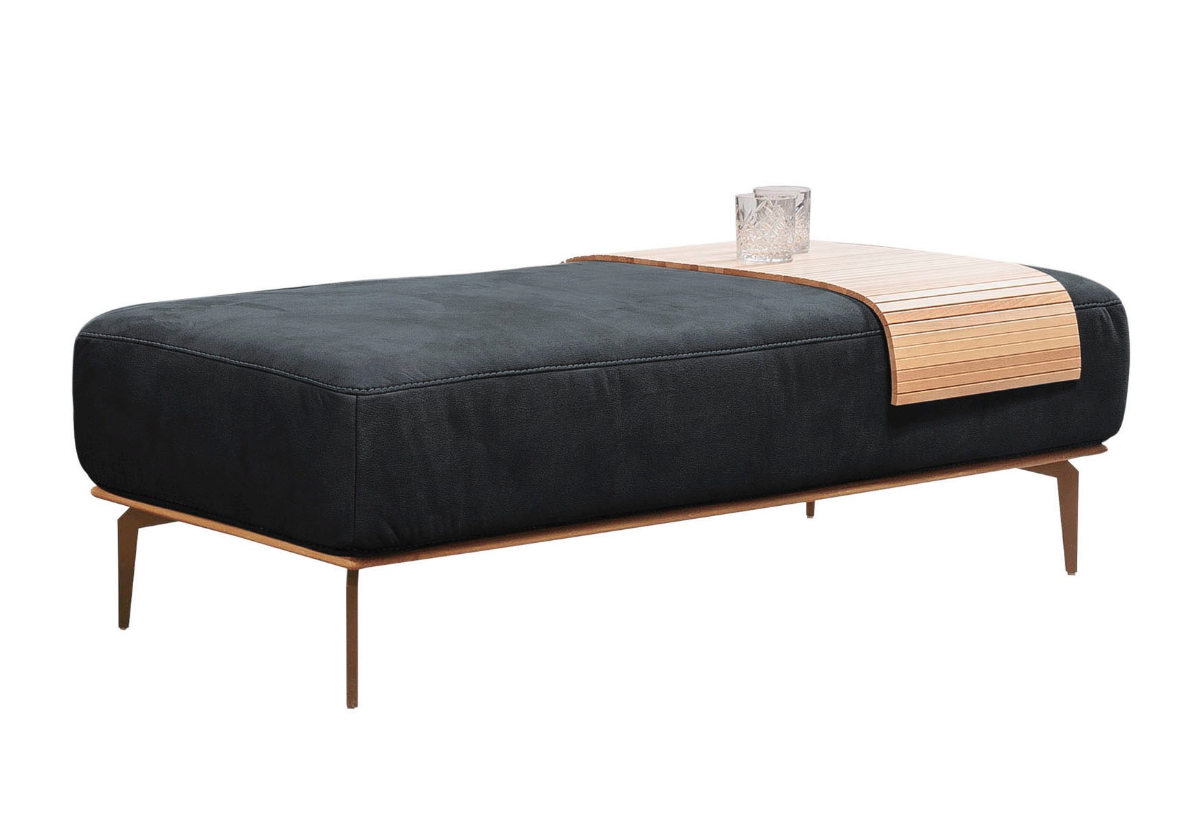 W.SCHILLIG Polsterhocker »run«, mit Holzsockel, Füße in Bronze pulverbeschichtet, Breite 150 cm