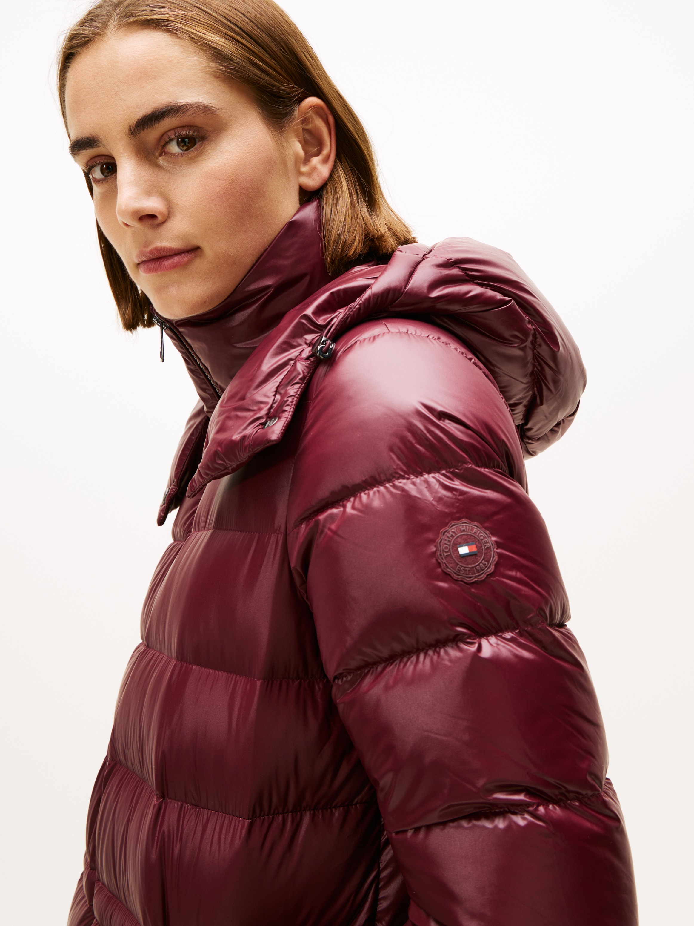 Tommy Hilfiger Steppmantel "GLOSS HW DOWN WAIST REG MAXI" in leicht glänzen günstig online kaufen